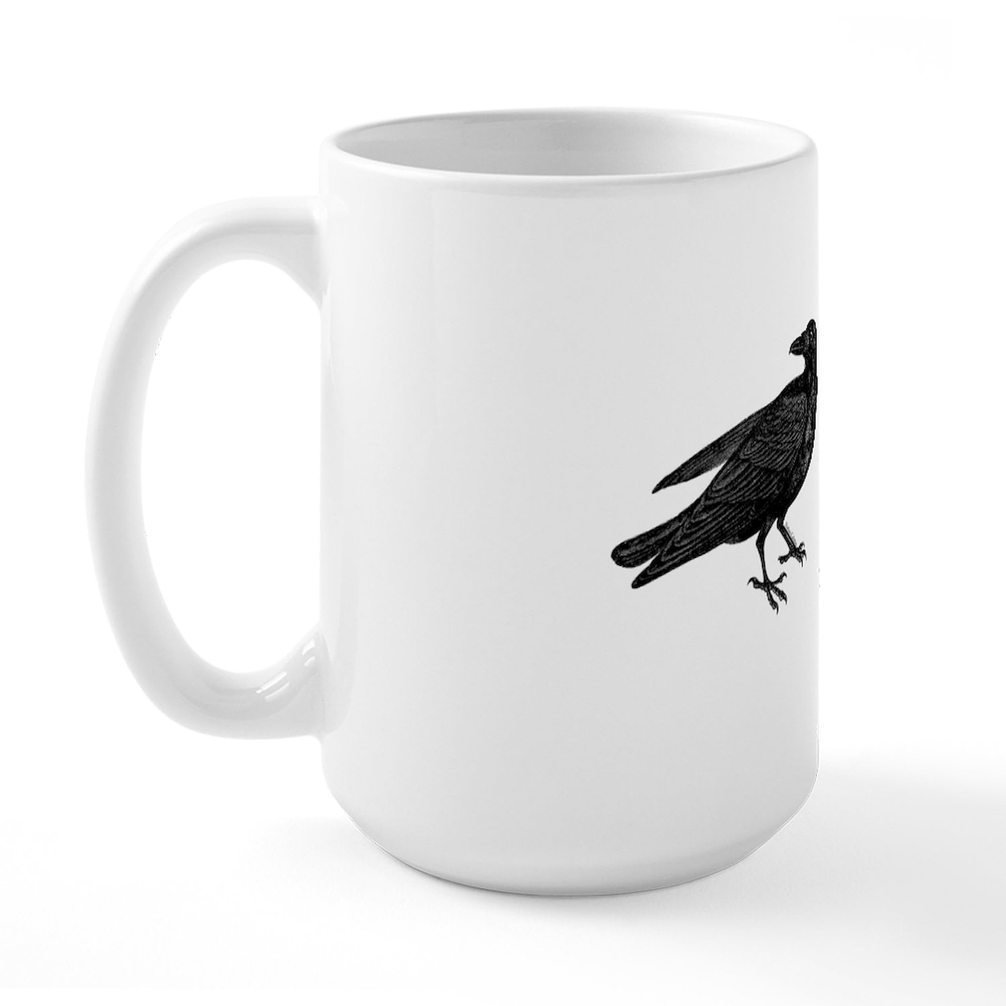 Crow Mug - Large 15 oz White Coffee Cup for Tea & Hot Drinks - Perfect for Office, Home & Gifts - Durable Ceramic Coffee Mug