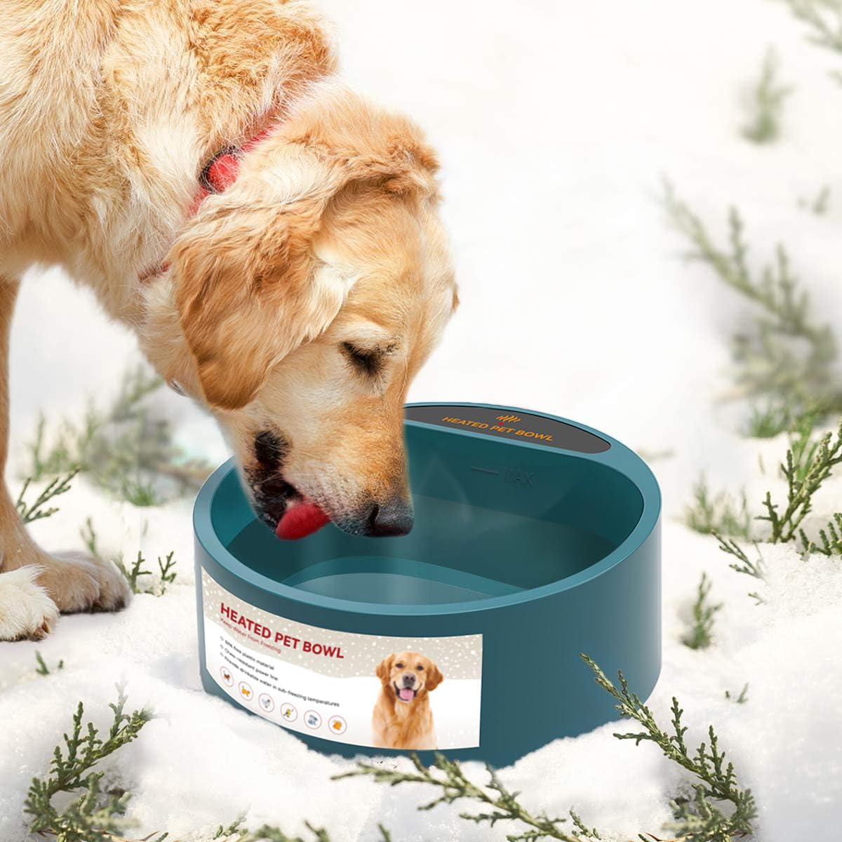 PETLESO Heated Water Bowl for Dogs and Cats - 0.58 Gallon Outdoor Pet Water Heater Bowl for Winter - Keeps Water Unfrozen for Dogs, Cats, Birds, and Chickens - Perfect for Cold Weather, Backyard, Kennel, and Farm Use