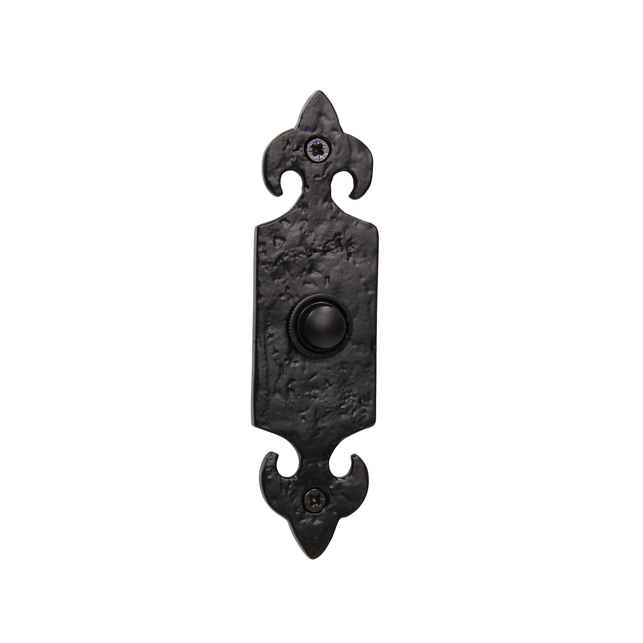 RCH Hardware 8209BLK Black Iron Bell Push Button - Vintage Style Doorbell Switch for Home & Office, Outdoor & Indoor Use