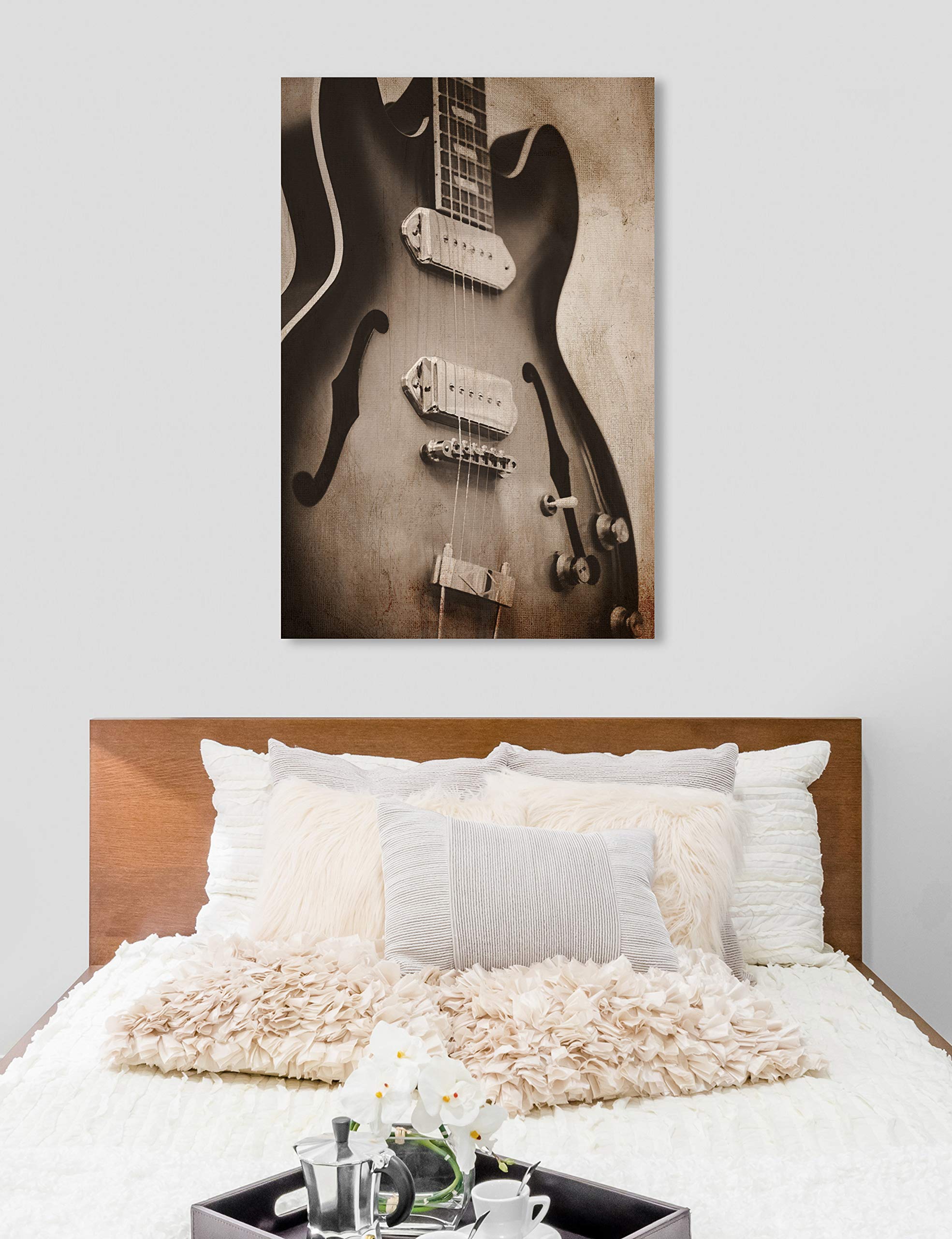 Oliver Gal Artist Co. 'Guitar Days' Music Themed Wall Art Canvas Print - 40x60 Inches Brown & White Home Decor - Perfect for Living Room, Bedroom & Music Studio Decorations
