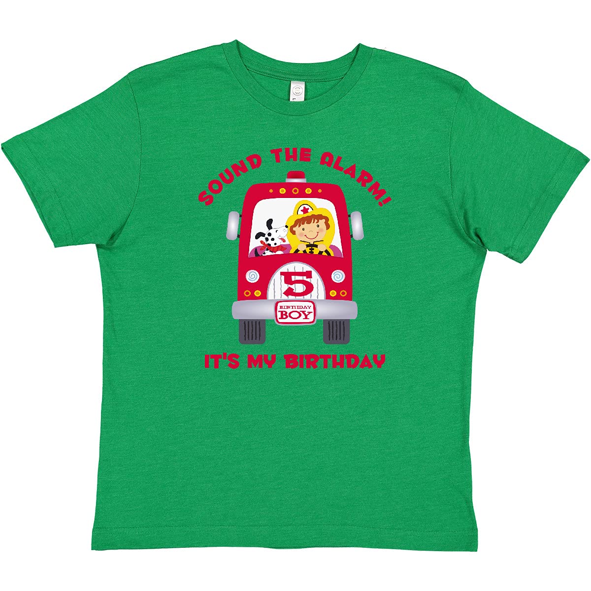 inktastic Fire Truck 5th Birthday T-Shirt for Boys - Fun Kids Party Outfit & Casual Daywear