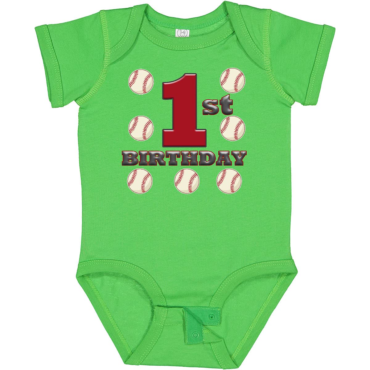 Inktastic First Birthday Baseball Baby Bodysuit - Cute Baseball Theme Outfit for 1 Year Old Boys & Girls - Perfect for Birthday Parties, Photo Shoots & Special Occasions