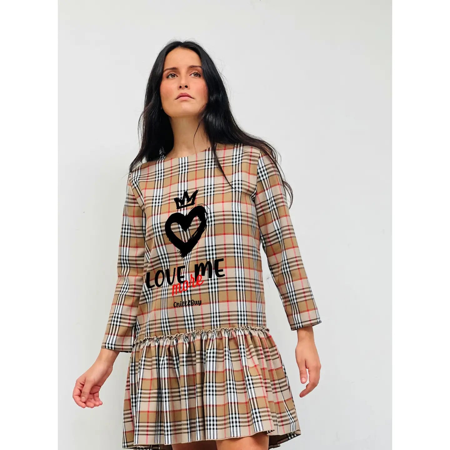 Brown Checkered Midi Robe - Elegant & Casual with Unique Details | Perfect for Home Lounging, Brunch Dates & Relaxing Weekends