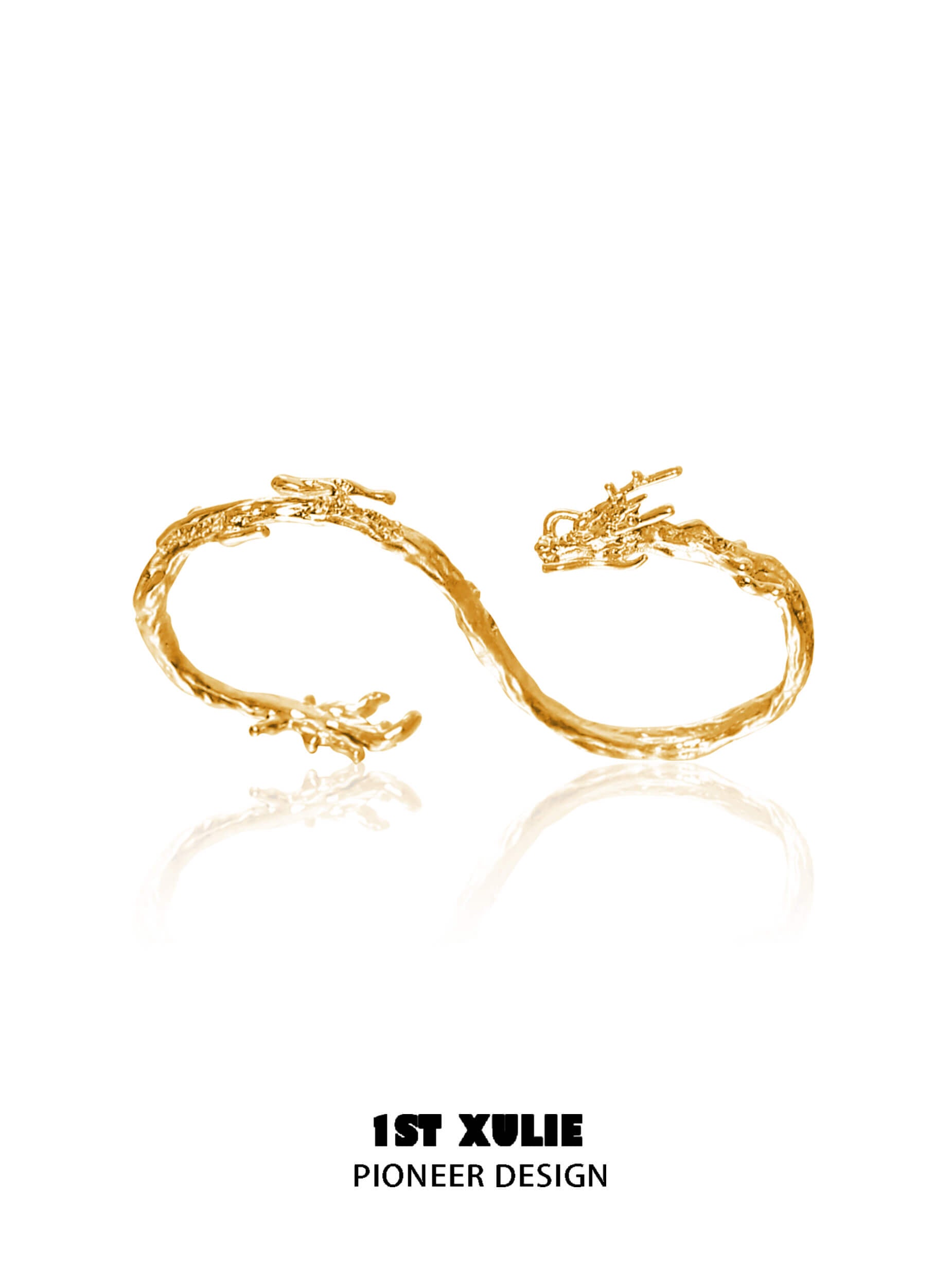 Loong S925 Sterling Silver Gold Dragon Double Hole Ring for Men & Women - Perfect for Gifts, Parties, and Everyday Wear
