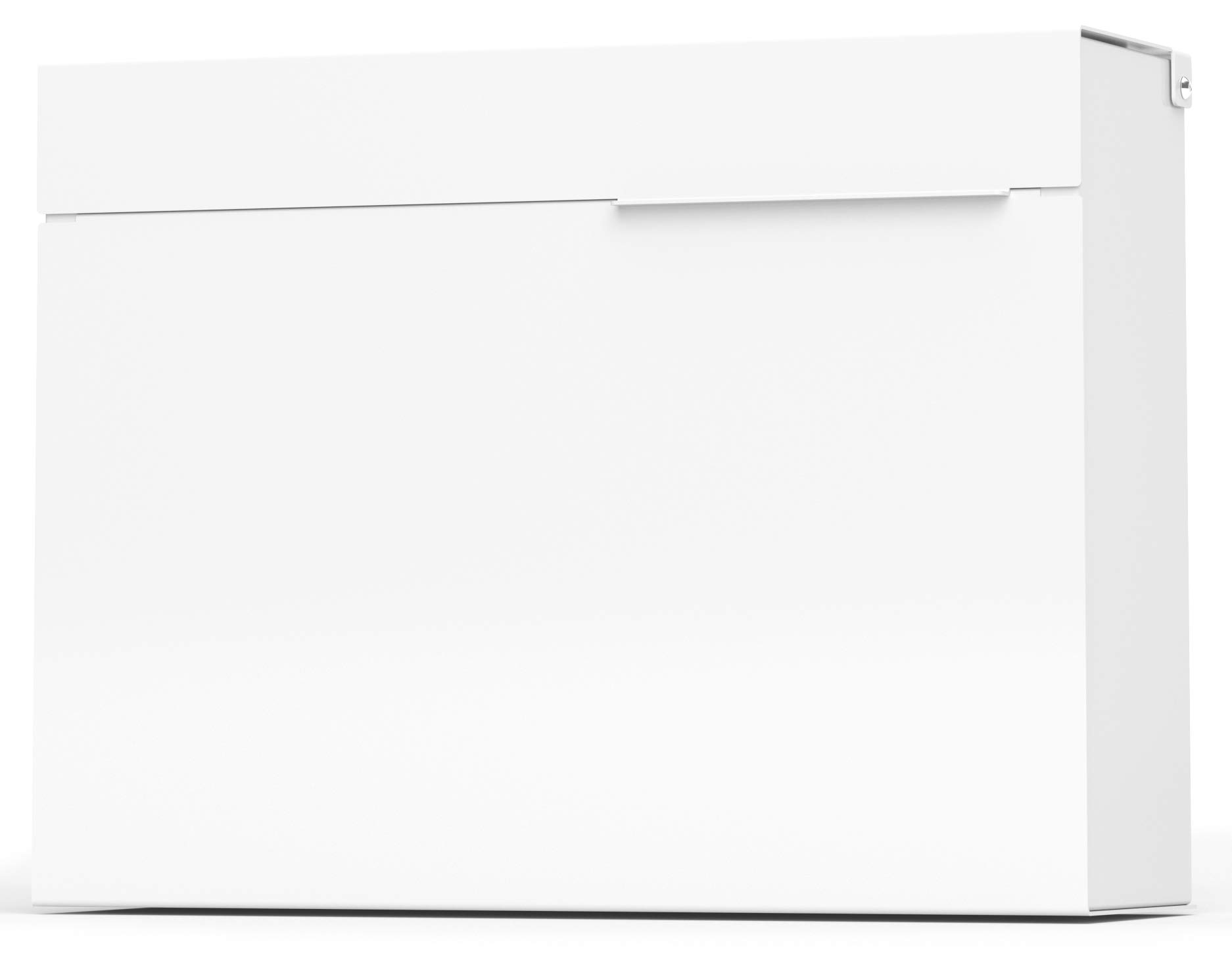Vsons Modern Wall-Mount Mailbox - White Powder Coated Steel - Secure & Stylish Outdoor Mailbox for Homes & Apartments - Perfect for Porch, Garden & Entryway Protection