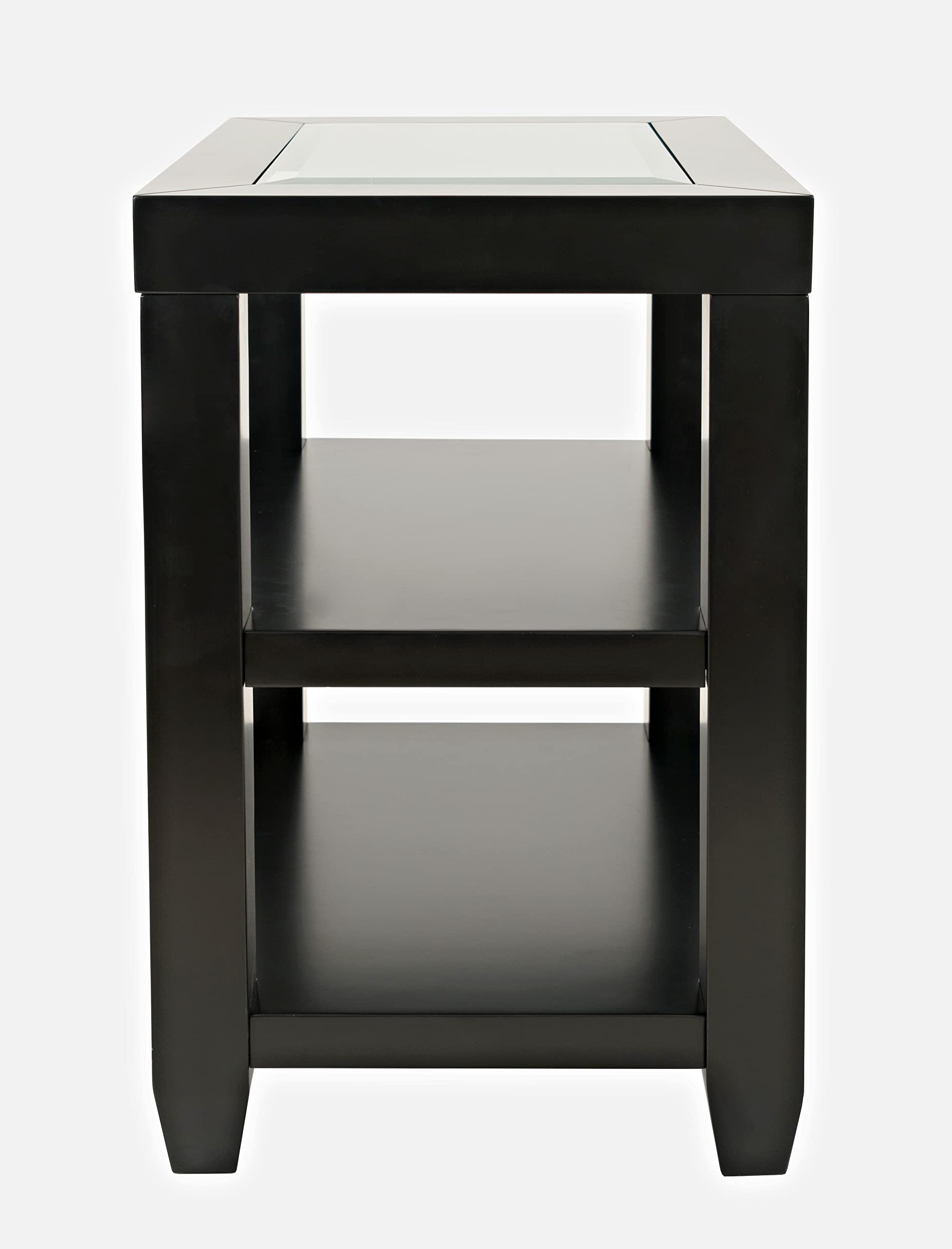 Jofran Inc. Urban Icon Glass Inlay Chair Side End Table with Storage Shelf - Modern Accent Table for Living Room, Bedroom & Office Use