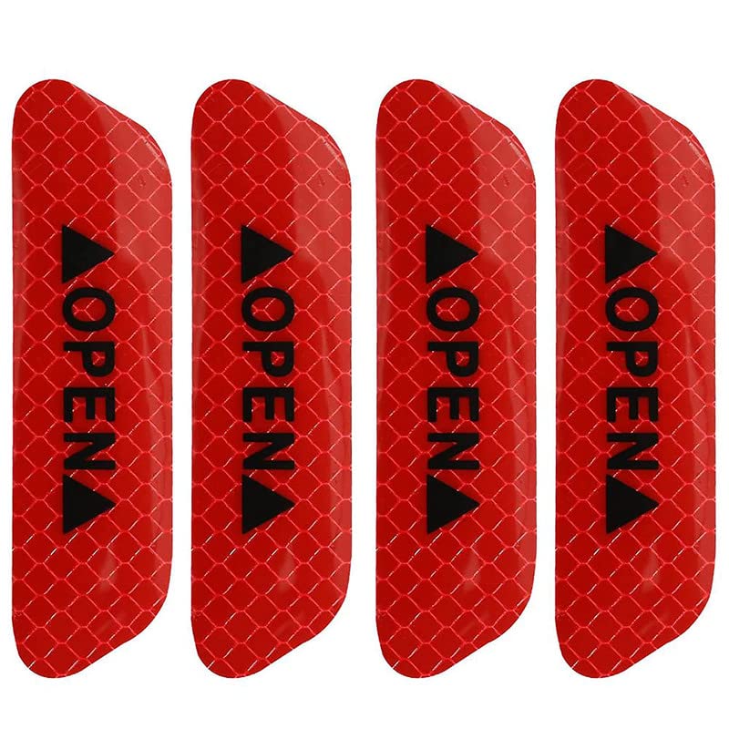 Mr Fix® 4-Pack Red Reflective Car Door Safety Warning Stickers - Universal Fit for Maruti Swift & Other Vehicles - Enhance Nighttime Visibility for Parking Lots & Roadside Emergencies