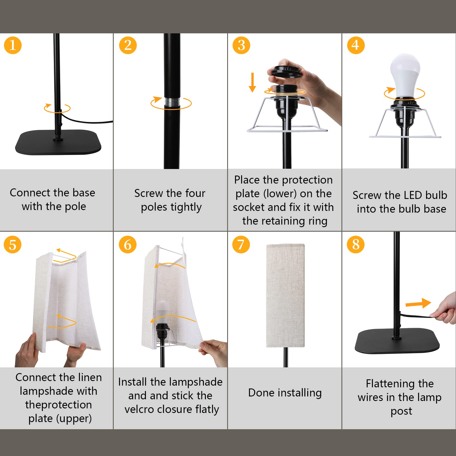 Modern CRLL Floor Lamp for Living Room & Bedroom - Dimmable Standing Lamp with Remote & Foot Switch, 2700K-6500K Adjustable Light, Linen Shade - Perfect Reading Lamp for Home Office, Study or Night Light Use