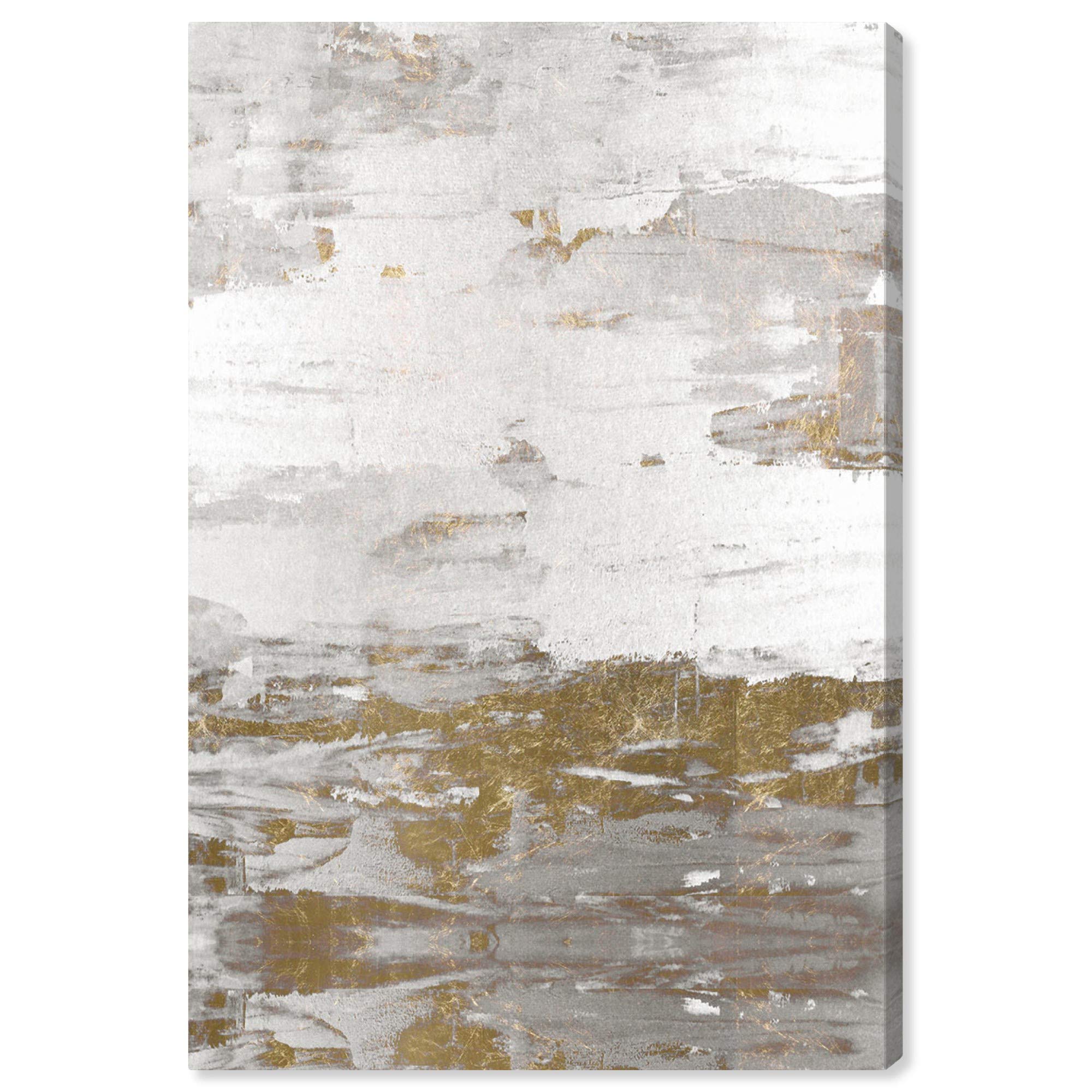Oliver Gal Artist Co. Abstract Wall Art Canvas Print 'Tall Sensation' - 20x30 Inch White & Gold Modern Home Decor for Living Room, Bedroom & Office