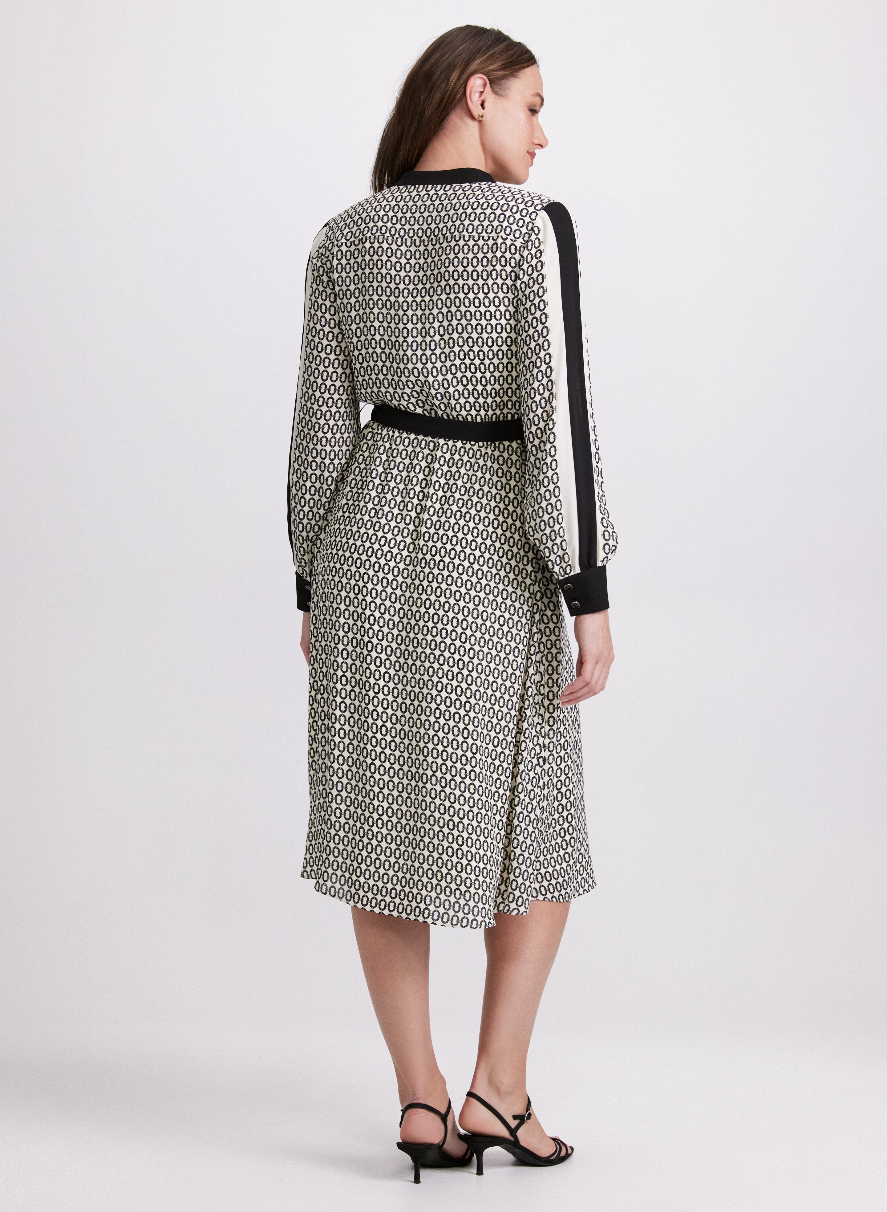 Stylish Contrast Geometric Print Dress for Women - Trendy Floral Pattern A-Line Dress for Casual Outings, Parties & Office Wear