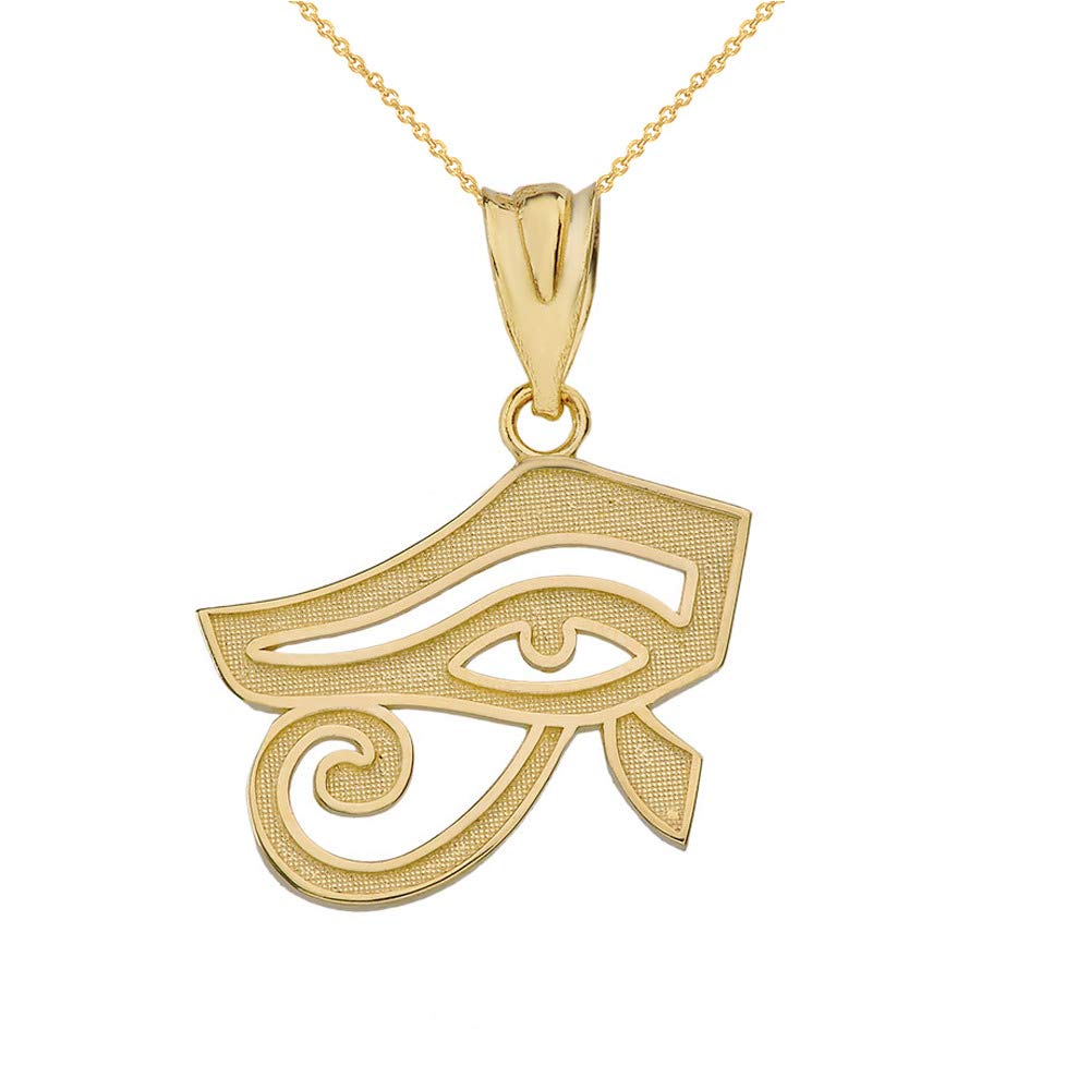 10k Gold Egyptian Eye of Horus Charm Pendant Necklace - Ancient Egyptian Protection Amulet Jewelry for Women & Men - Perfect for Spiritual Protection, Gift Giving & Fashion Accessories