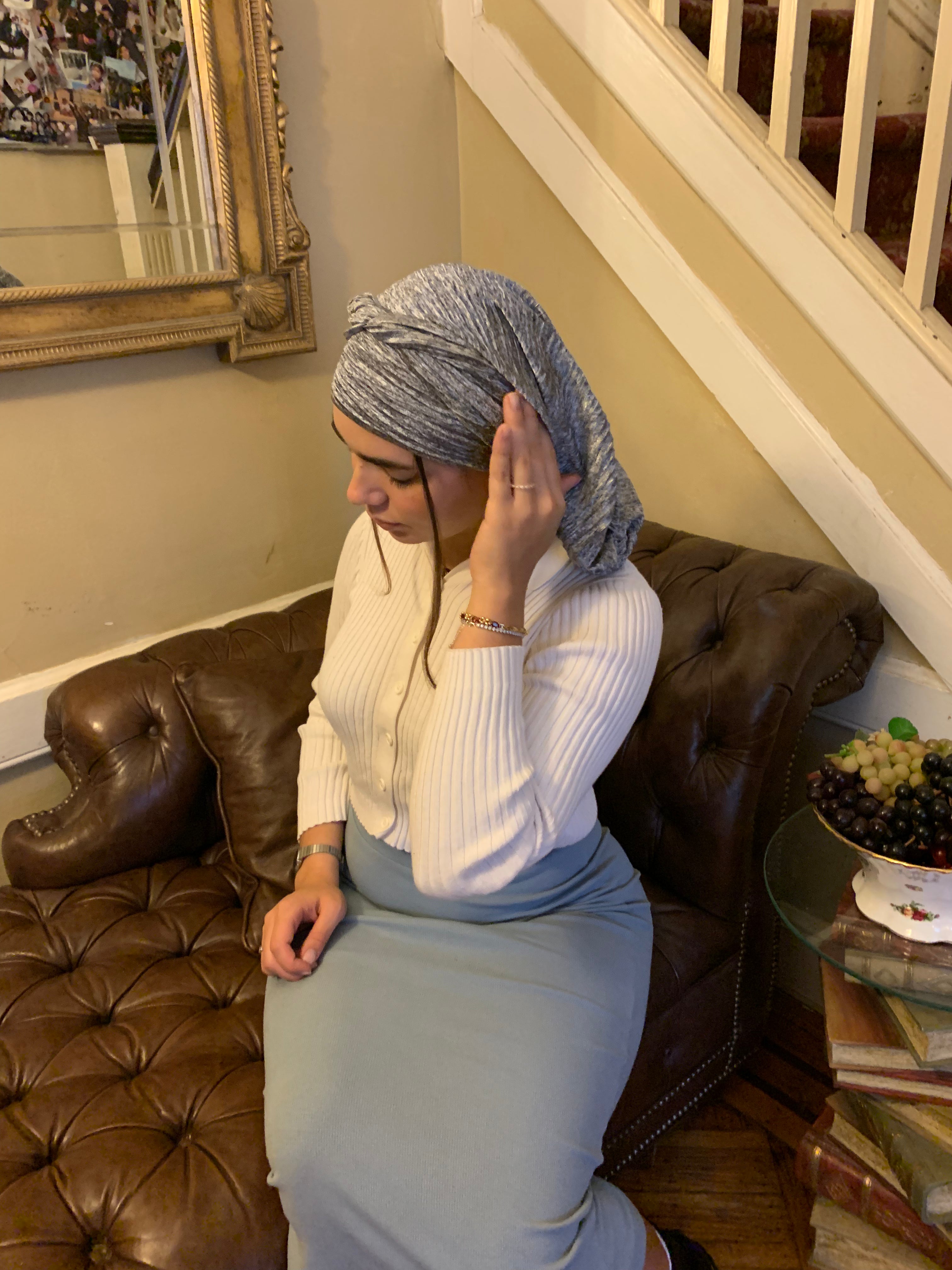 Shades of Grey Headscarf - 10 Way Tie Snood Hijab for Women | Premium Wrap Around Scarf Made in USA | Perfect for Work, Travel & Special Occasions