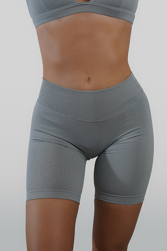 PTWA Recoil Biker Shorts for Women - Light Grey High Waist Workout Shorts for Cycling, Running & Yoga | Moisture-Wicking & Comfortable Activewear