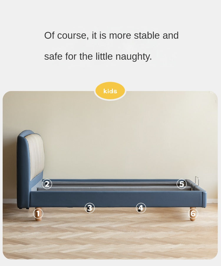 Organic Leather Soft Kids Bed - Durable & Comfortable Toddler Bed for Boys & Girls - Perfect for Nursery, Bedroom & Playroom