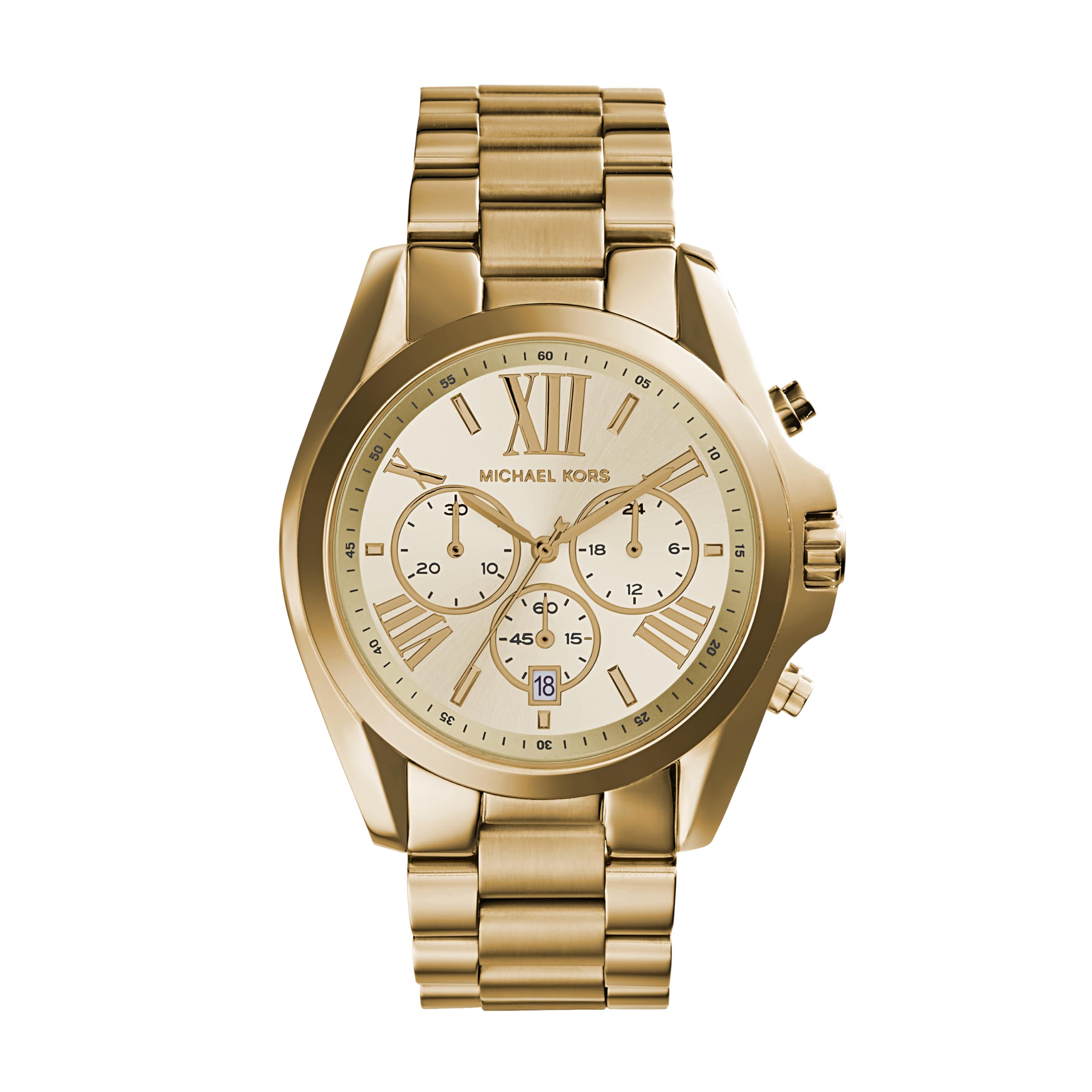Michael Kors Bradshaw Women's Stainless Steel Chronograph Watch with Leather/Steel Band - Elegant Dress Watch for Business, Party & Everyday Wear