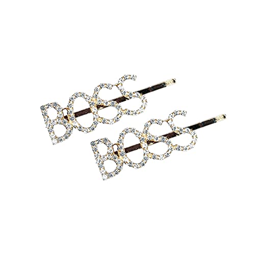 Prime 2 Pcs Side Pins with Words & Letters Hair Clips for Girls & Women - Stone Decorated Hair Accessories (Pack of 1) for School, Parties & Everyday Style