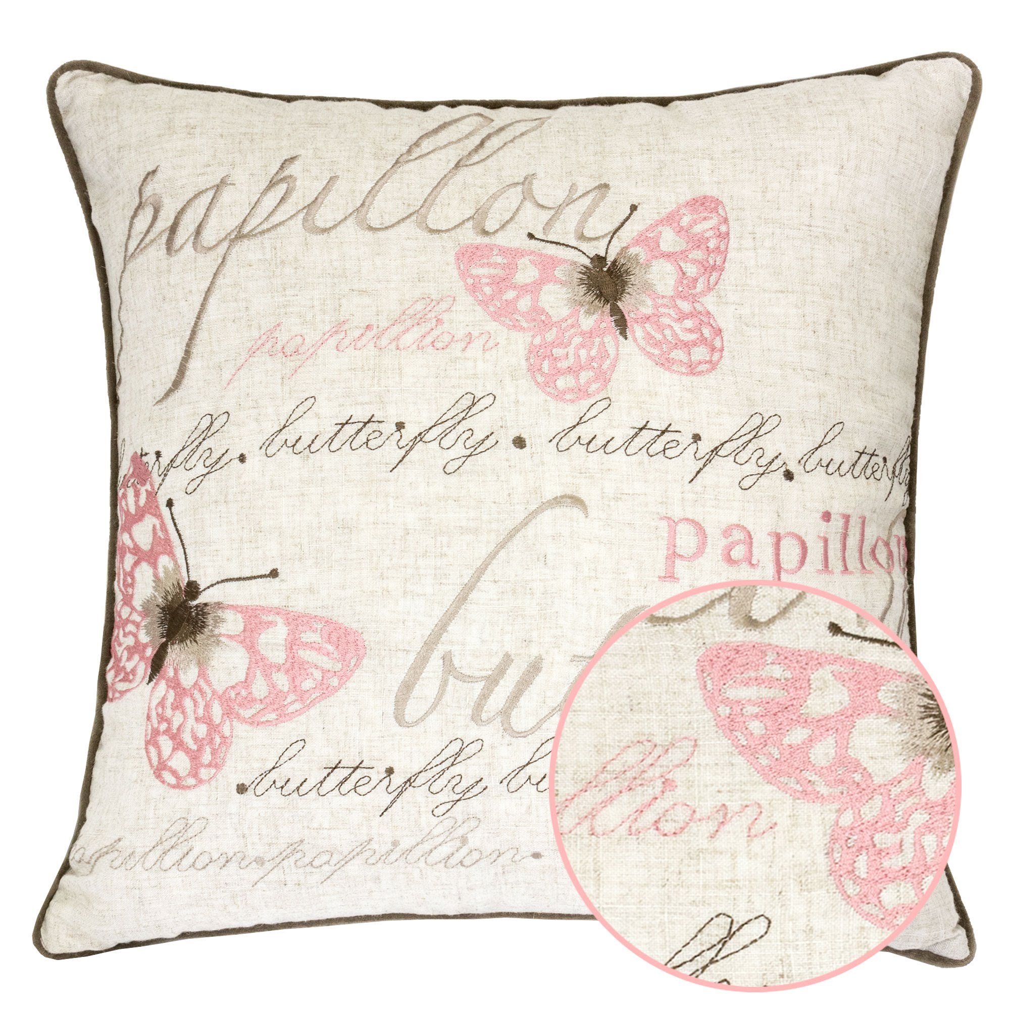 41008 Natural Rose Accent Pillow - Single Decorative Throw Cushion for Sofa, Bed, Living Room & Home Decor