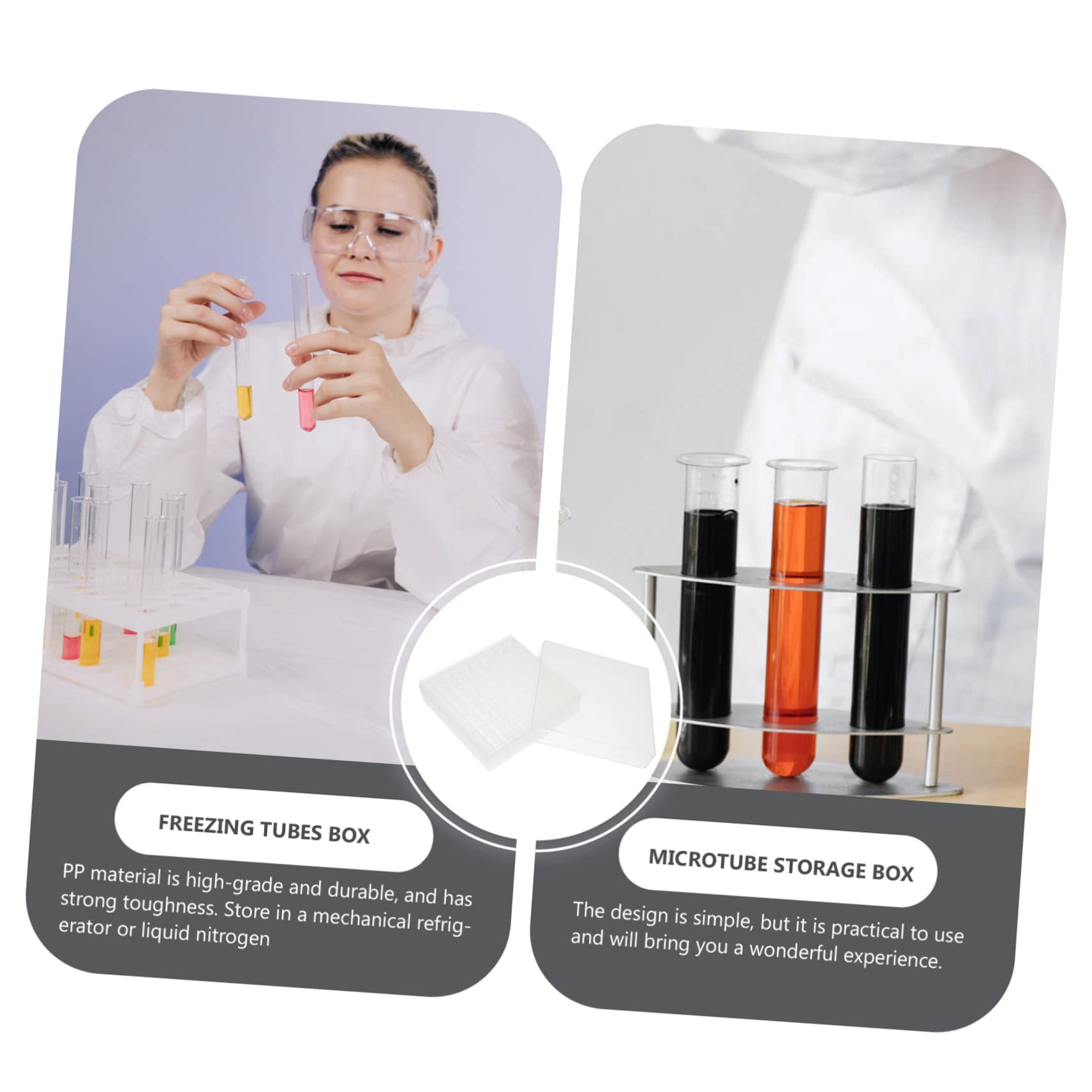 PP Transparent Cryogenic Microtube Storage Box - Freezer Safe Translucent Tube Organizer for Cryovials & Vials | Ideal for Lab, Medical, and Research Sample Storage