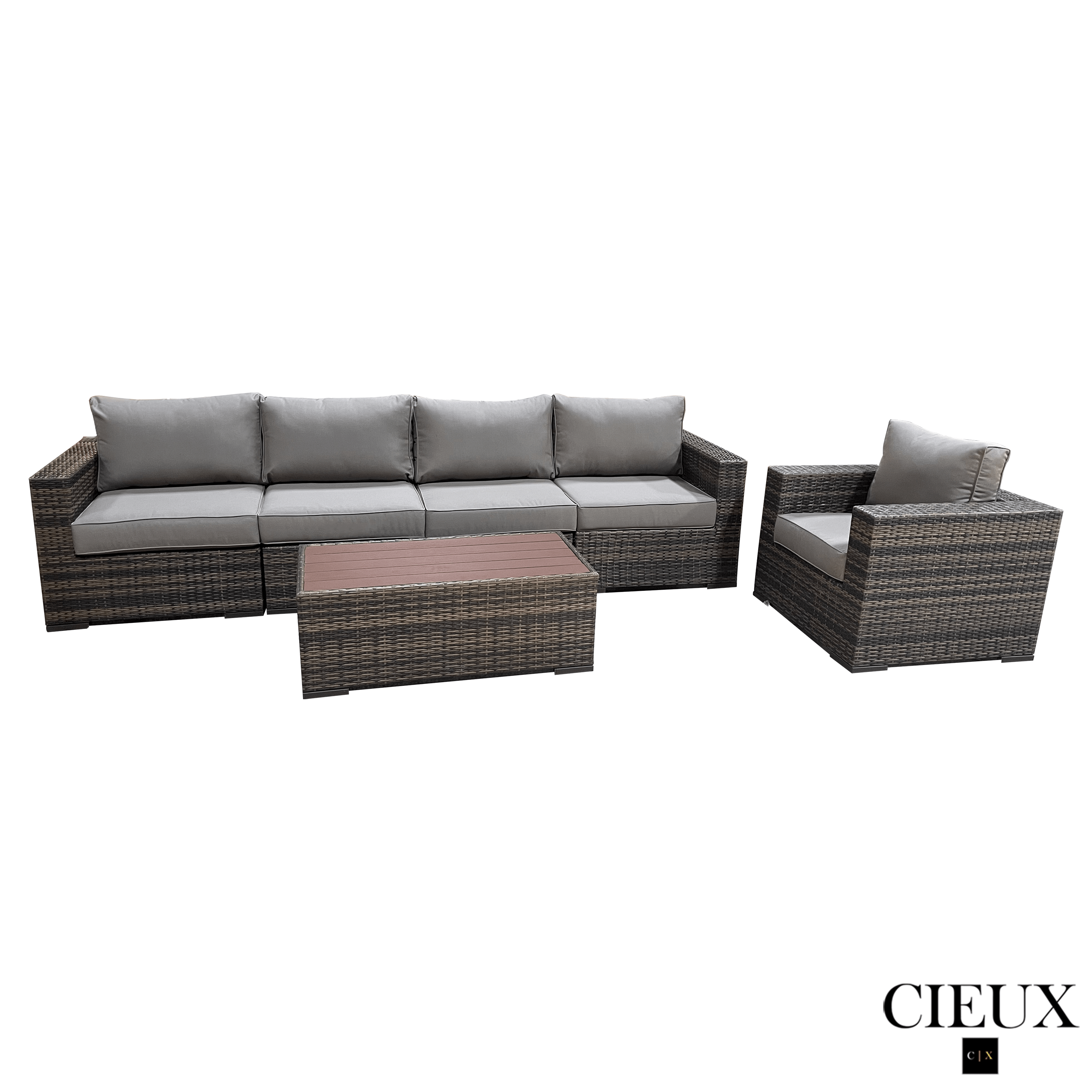 Brown Wicker Patio Furniture Set - 3-Piece Outdoor Sofa, Club Chair & Coffee Table with Sunbrella Taupe Cushions | Durable All-Weather Rattan Living Room Set for Backyard, Poolside & Garden Relaxation