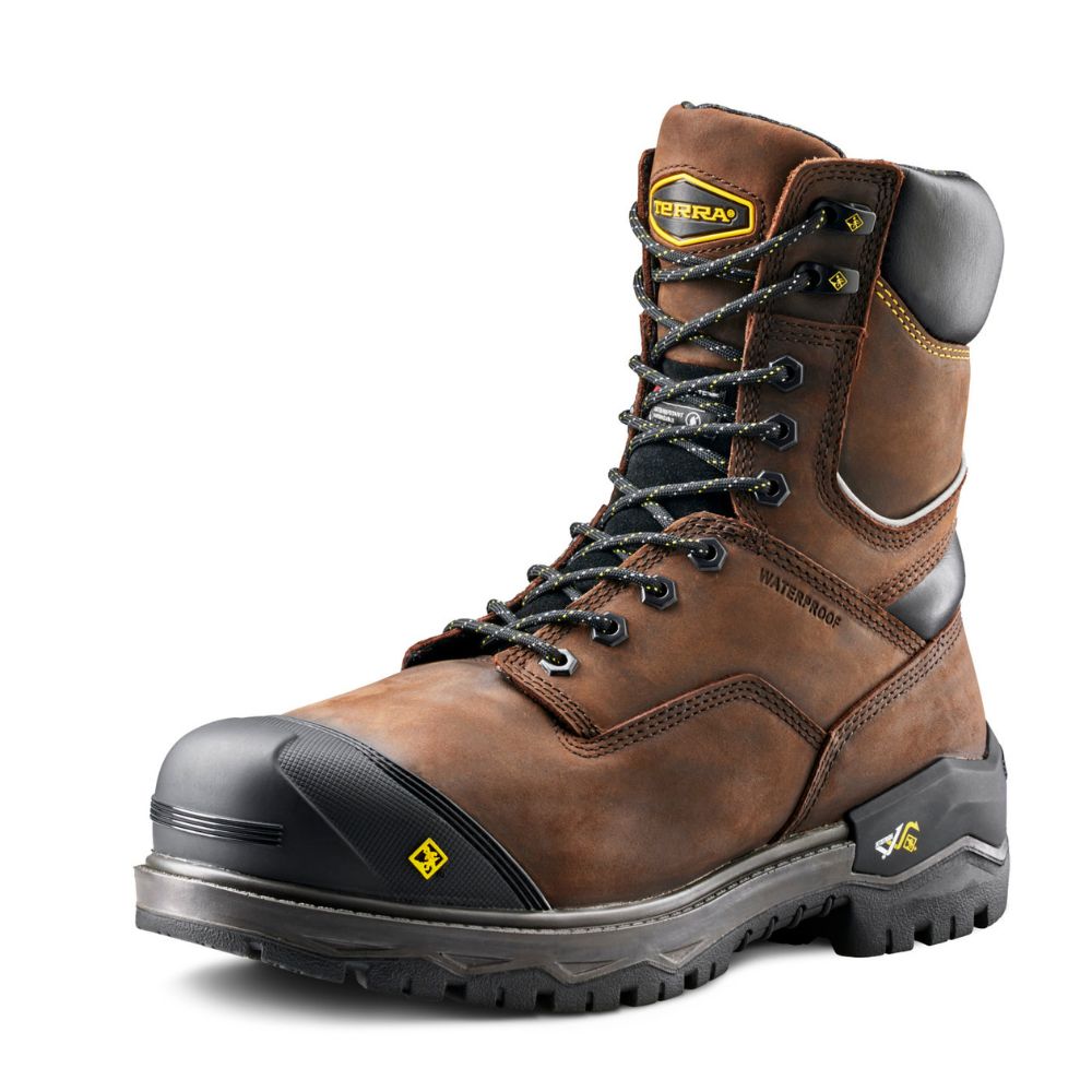 **Terra Gantry LXI Men's 8 Composite Toe Work Boots - 400g Insulated, CSA Safety Certified, Brown (TR0A8398DBX) - Ideal for Construction, Warehouse & Outdoor Work**