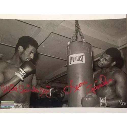 Leon Spinks & Michael Spinks Dual Signed 8x10 Boxing Photo #D/20 with COA - Muhammad Ali vs Mike Tyson Collectible Memorabilia for Sports Fans and Boxing Enthusiasts - Perfect for Man Cave, Sports Bar Decor, or Gift for Boxing Lovers
