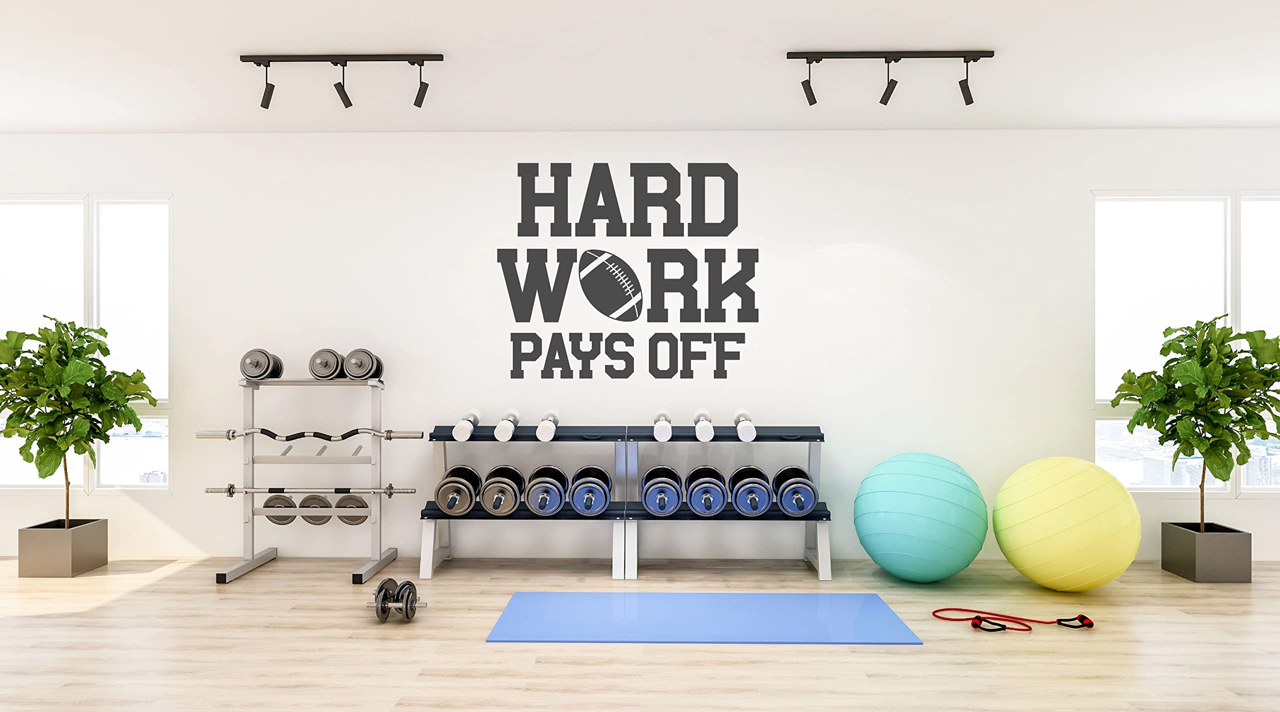 Custom Football Vinyl Wall Decal - Personalized Sports Decor for Home Gym, Bedroom & Game Room - Motivational 'Hard Work Pays Off' Quote with Football Silhouette - Removable Sticker - Perfect for Athletes, Sports Fans & Fitness Enthusiasts