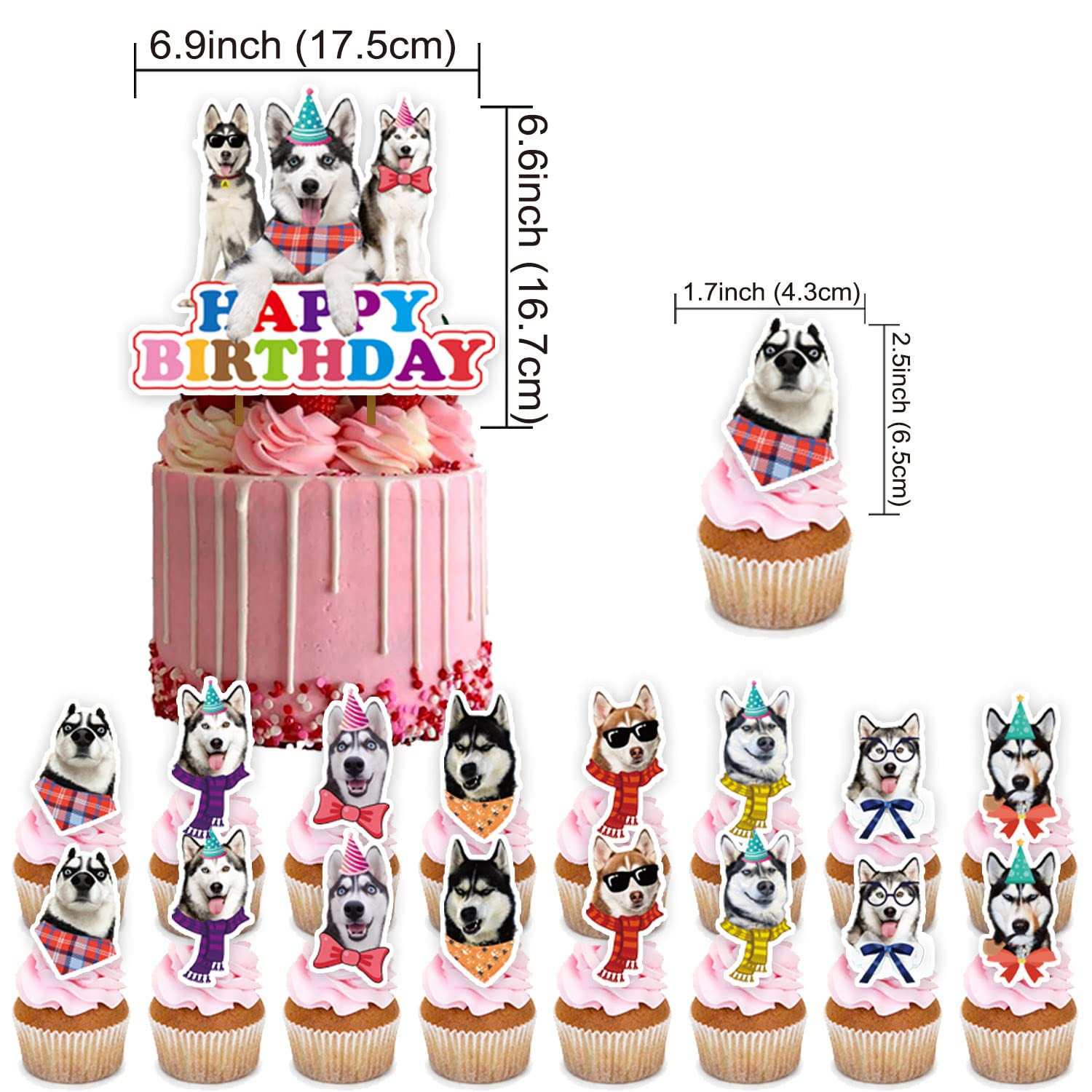 Funny Siberian Husky Birthday Party Decorations Set - Husky Theme Banner, Cake Topper, Balloons & Puppy Party Supplies for Dog Lovers | Perfect for Husky Themed Birthday Celebrations, Dog Adoption Parties & Pet Lover Gatherings