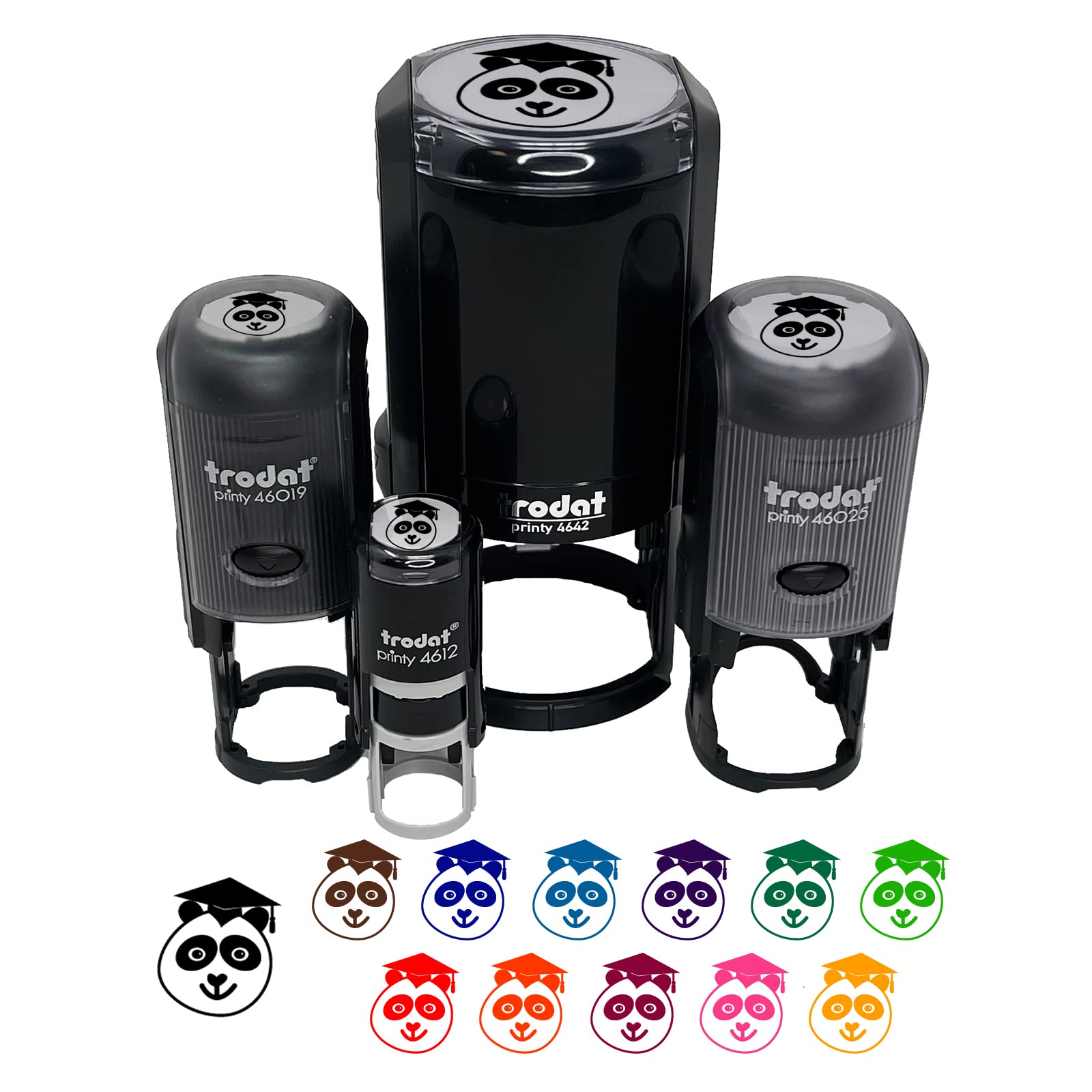 Graduation Panda Self-Inking Rubber Stamp - 1/2 Inch Mini Stamp with Black Ink for Crafting, Scrapbooking & Planner Decorations - Perfect for DIY Projects, Card Making & Gift Wrapping