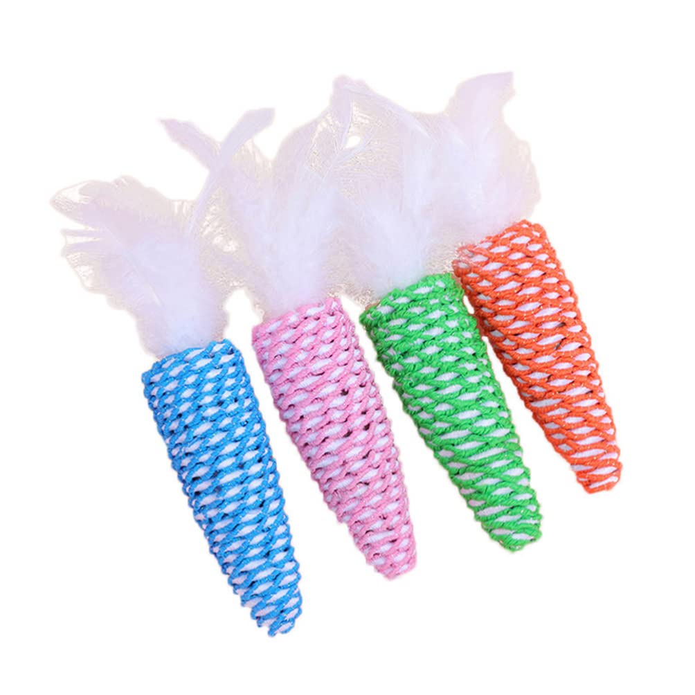 Balacoo 4-Pack Cat Carrot Chew Toys - Dental Chew Ball & Braided Rope Catnip Toys for Kittens and Small Dogs - Interactive Indoor Play, Teething Relief, and Stress Relief for Pets