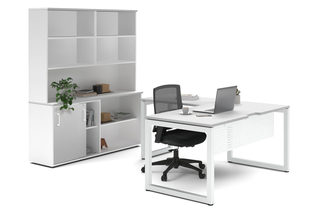 Quadro Loop Legs L-Shaped Executive Desk with White Legs [1800L x 1700W] - Perfect for Home Office, Conference Rooms & Modern Workspaces