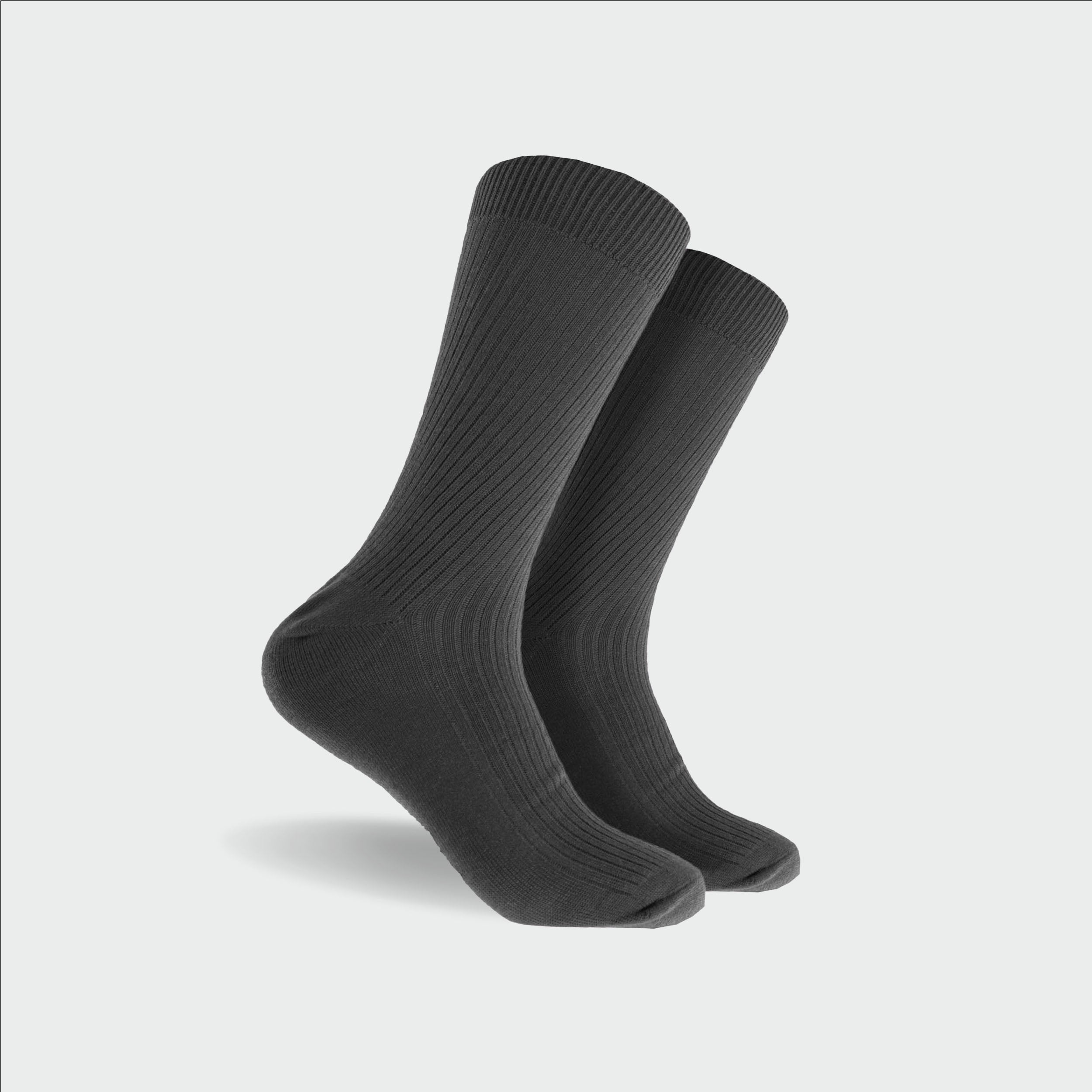 Men's Bamboo Rib Crew Socks - Dark Grey | Soft & Breathable Bamboo Fiber Socks for Everyday Wear, Work & Outdoor Activities