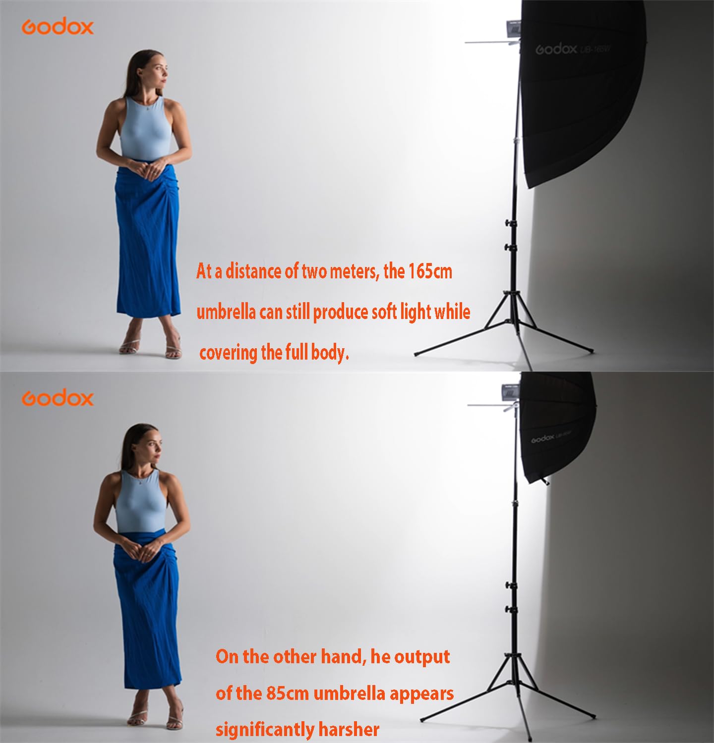 Godox UB-165W 65-inch/165cm Parabolic Umbrella - Lightweight Professional Photography Lighting with Transparent Soft Diffuser - Perfect for Portrait, Fashion & Studio Photography - Black & White Design