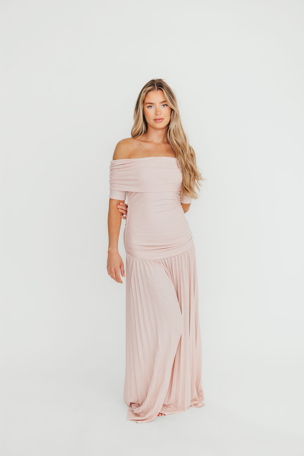 Lennox Maxi Dress for Women - Elegant Dusty Pink Flowy Long Dress for Summer, Beach, Wedding & Special Occasions