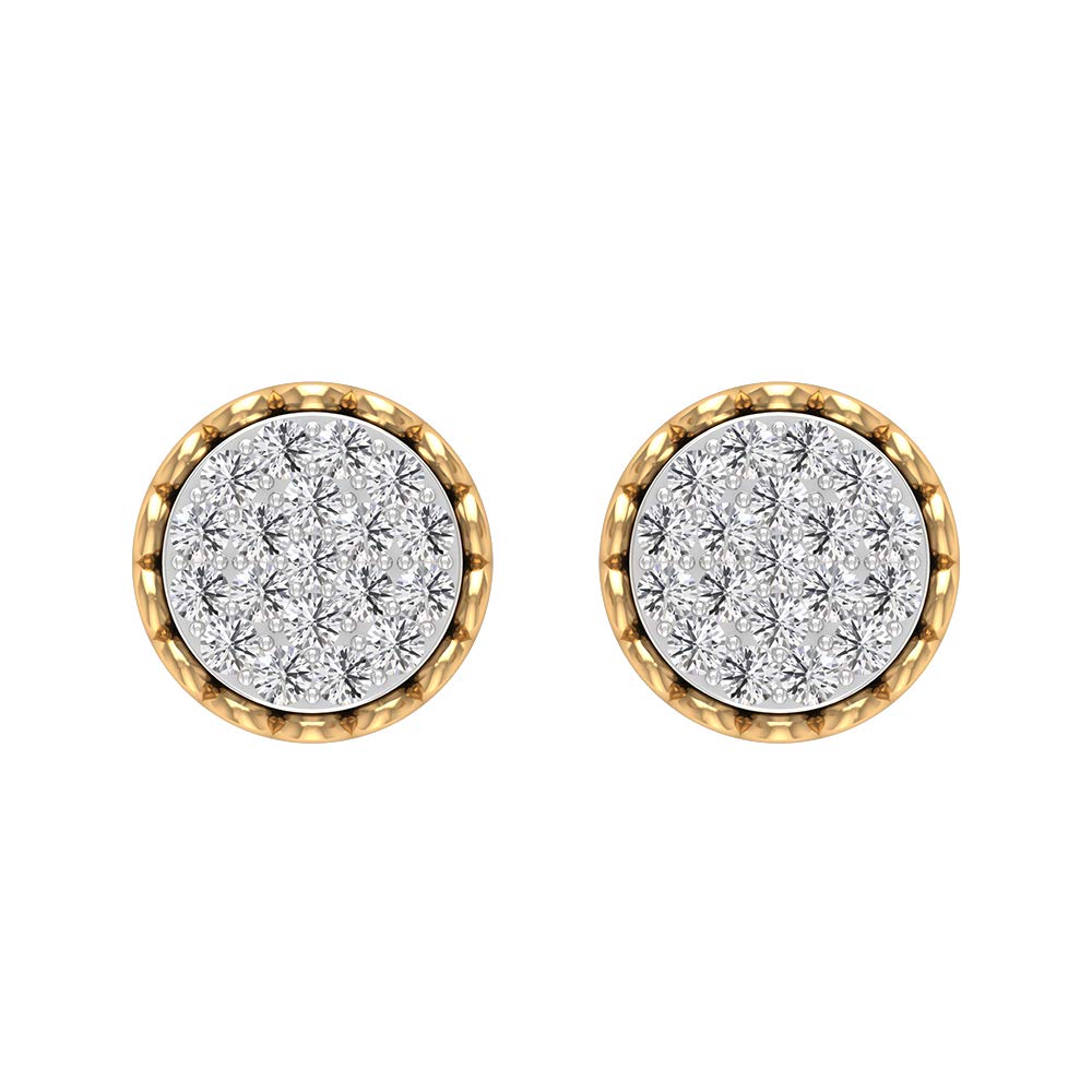 10K Solid Gold Zirconia Stud Earrings for Women - Cubic Zirconia Illusion Set CZ Earrings - Elegant Gold Designer Studs for Everyday Wear, Parties & Special Occasions