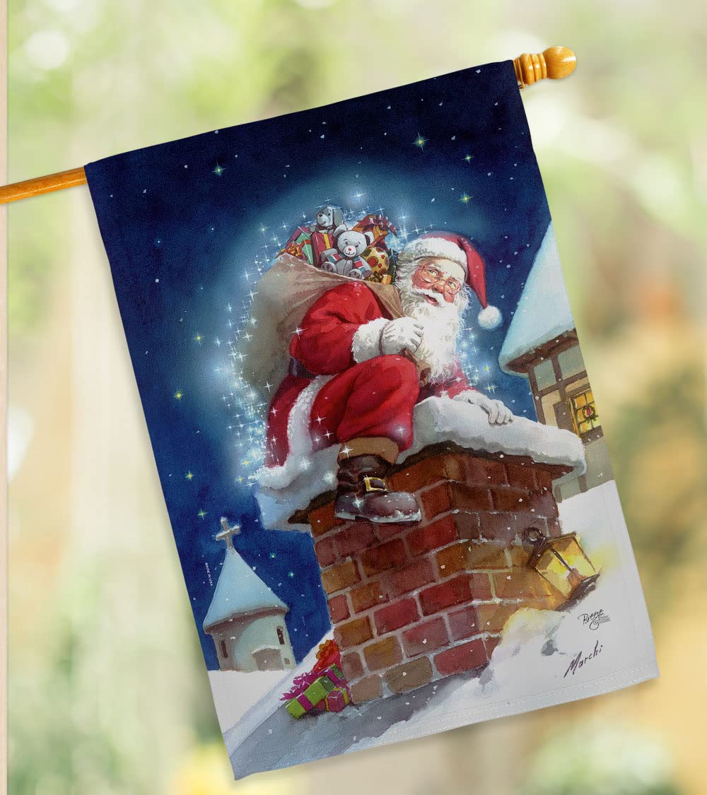 Christmas Chimney Santa Flags Set - 28x40