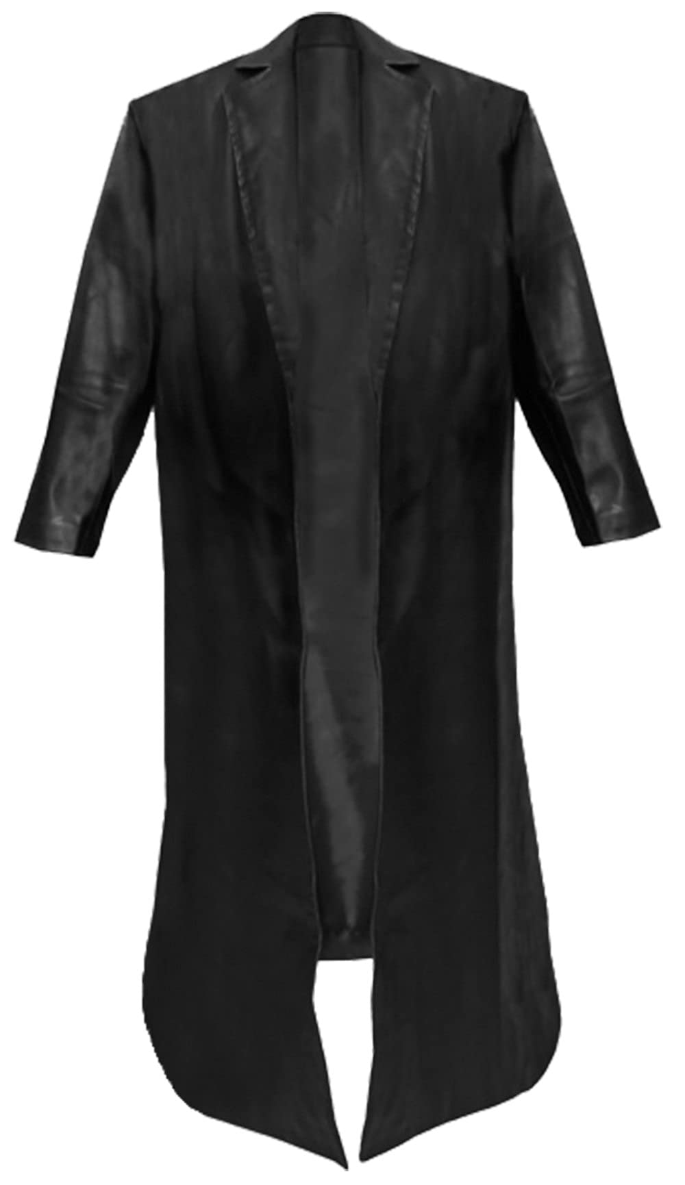 Men's Undertaker Style Black Faux Leather Trench Coat - WWE Wrestling Cosplay Costume for Halloween, Cosplay Events & Wrestling Fan Gifts