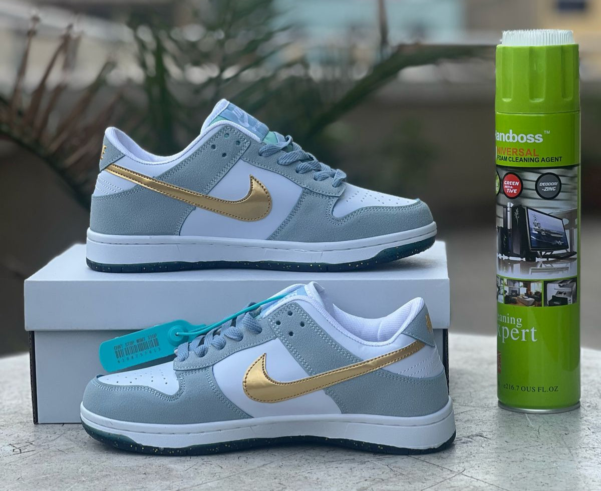 Nike Dunk Low Grey White Gold Sneakers - Men's/Women's Casual Shoes for Running, Walking & Street Style Fashion