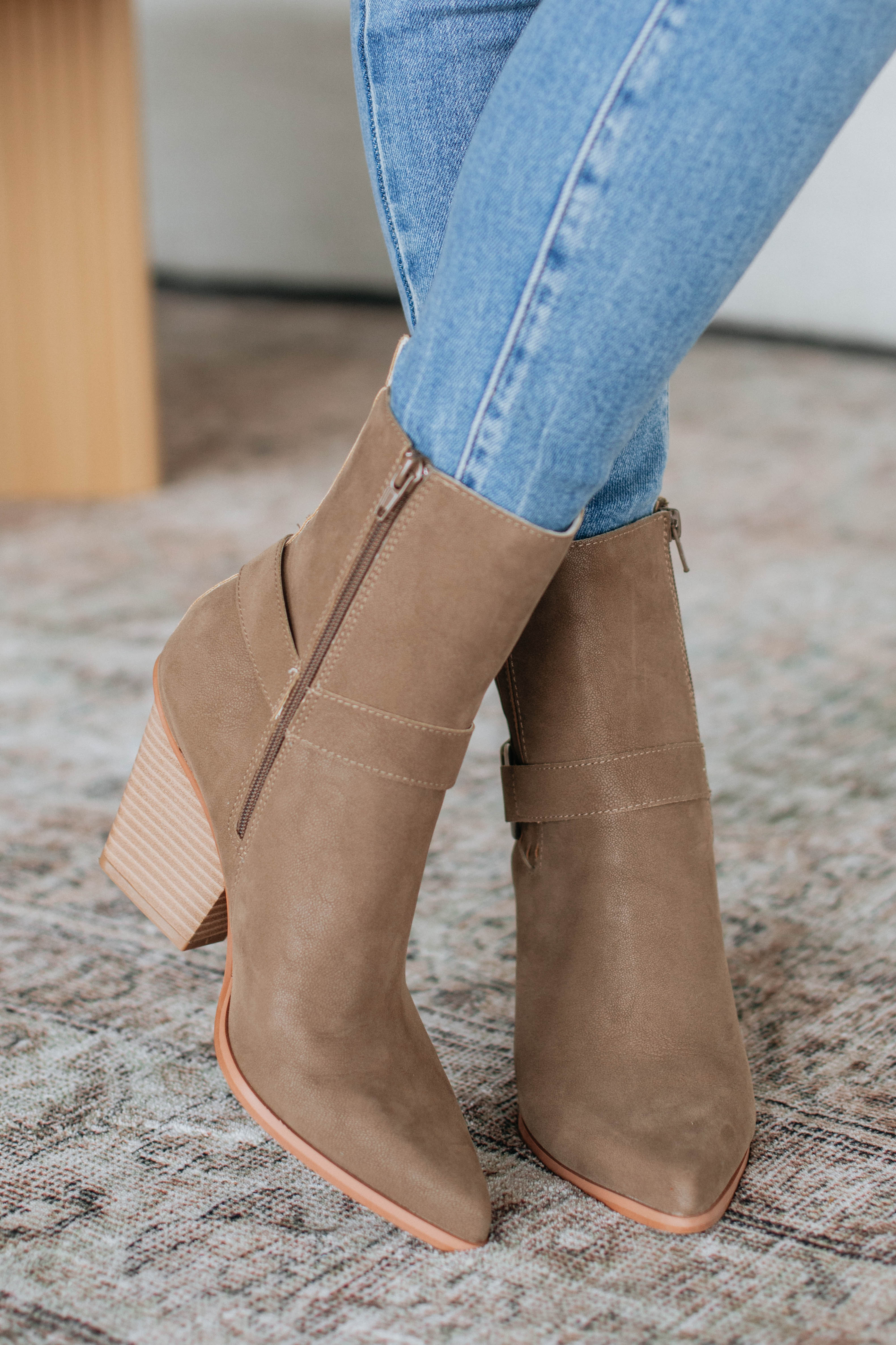 Reckless Attitude Boots in Dark Taupe - Stylish Women's Ankle Boots for Fall & Winter Fashion | Perfect for Casual Outfits, Date Nights & Office Wear