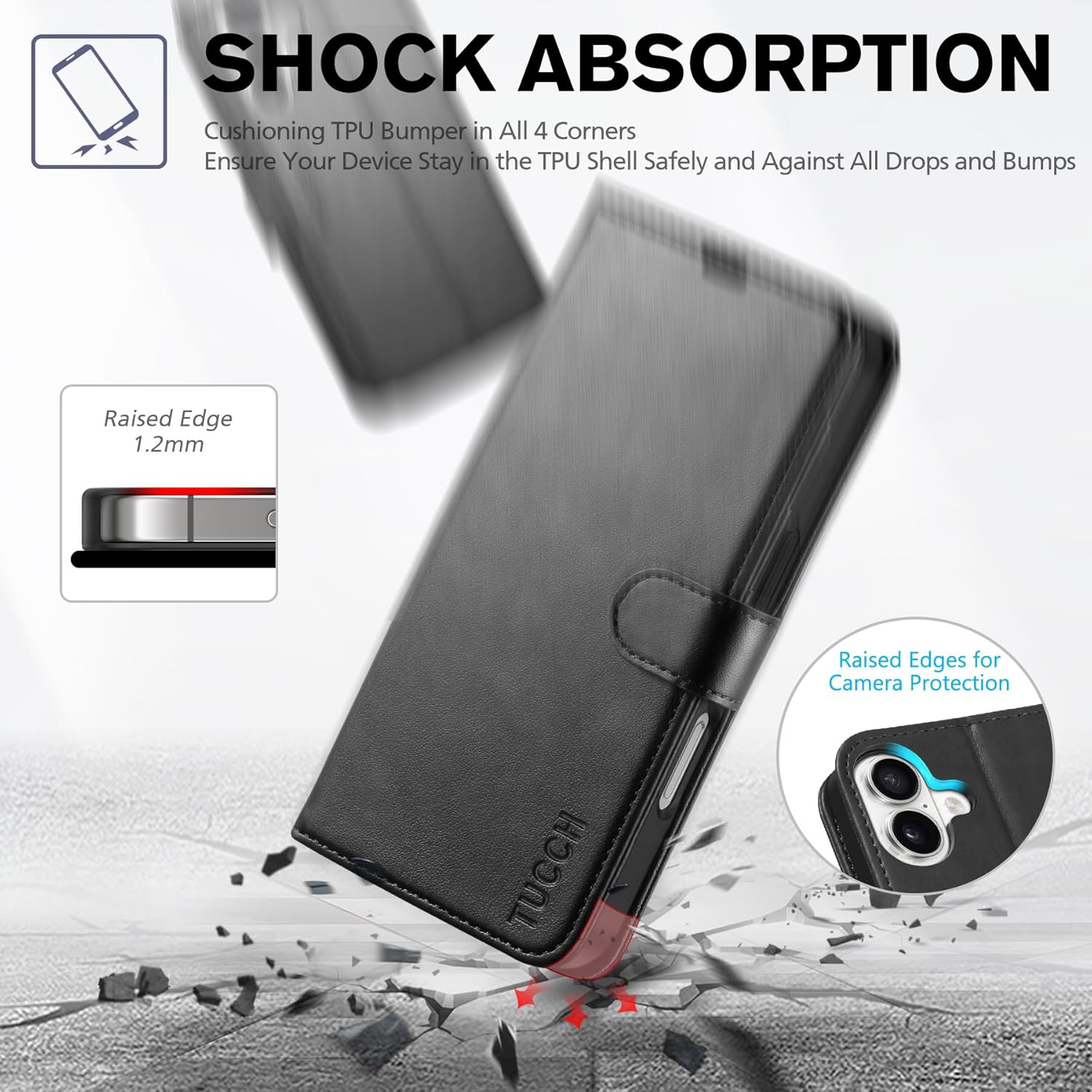 Premium iPhone 16 Leather Case with Magnetic Closure - Slim Protective Flip Cover (Black) | Perfect for Business Professionals & Daily Commuters