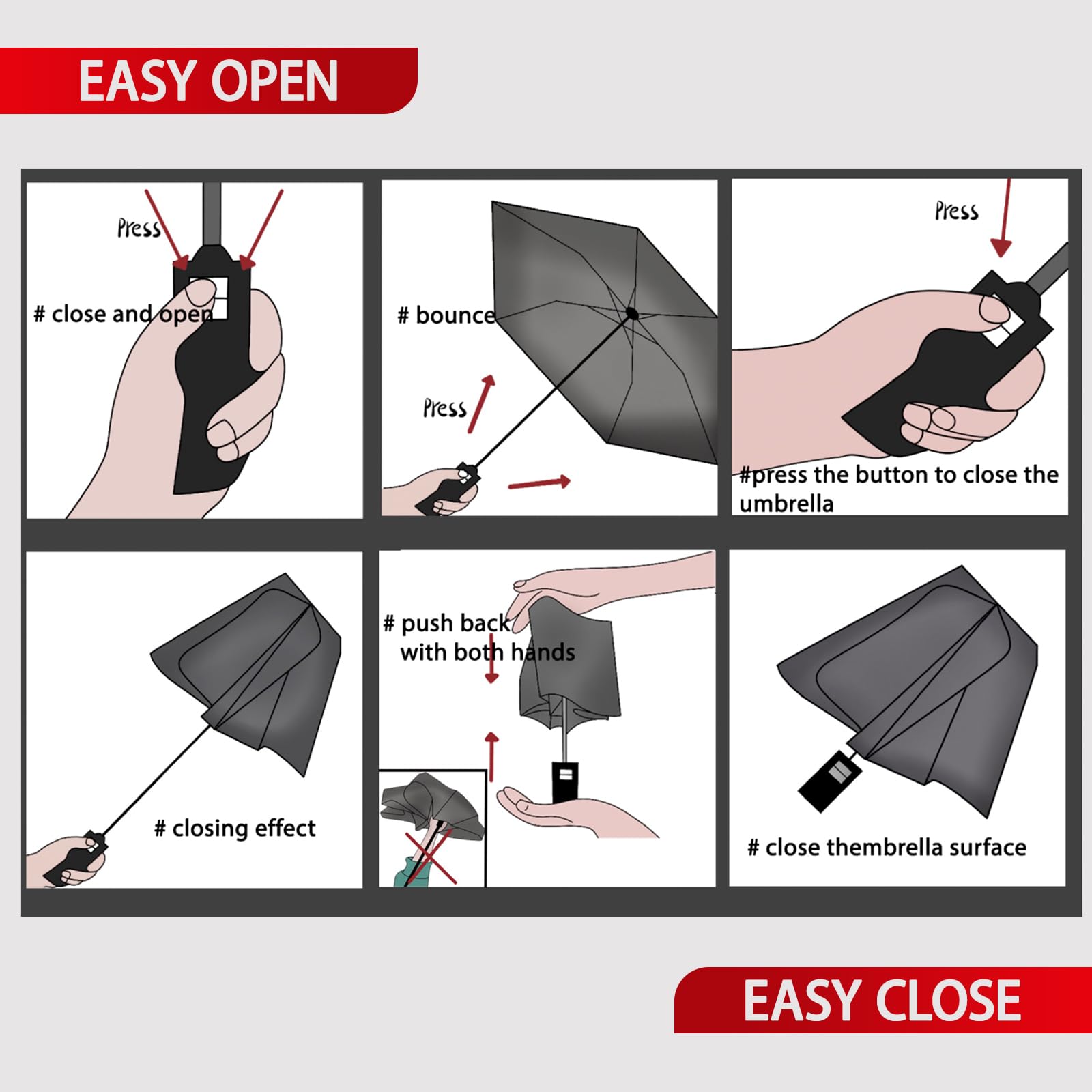 Windproof Travel Umbrella - Automatic Open & Close, Compact Folding Design, Strong Wind-Resistant for Rainy Days - Perfect for Commuting, Outdoor Activities and Travel Accessories