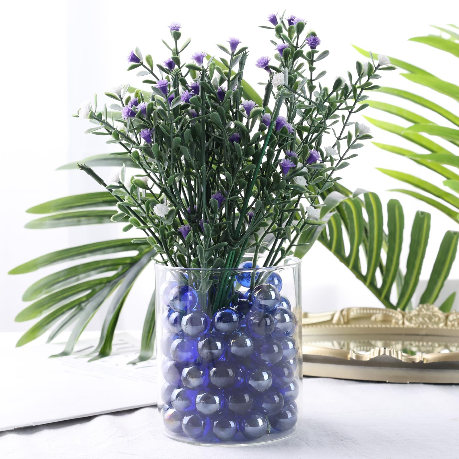 DomeStar 1LB Bulk Glass Marbles - 0.63 Inch Blue Vase Fillers, Ocean Theme Glass Beads for Home Decor | Perfect for Vase Centerpieces, Wedding Decorations & DIY Crafts