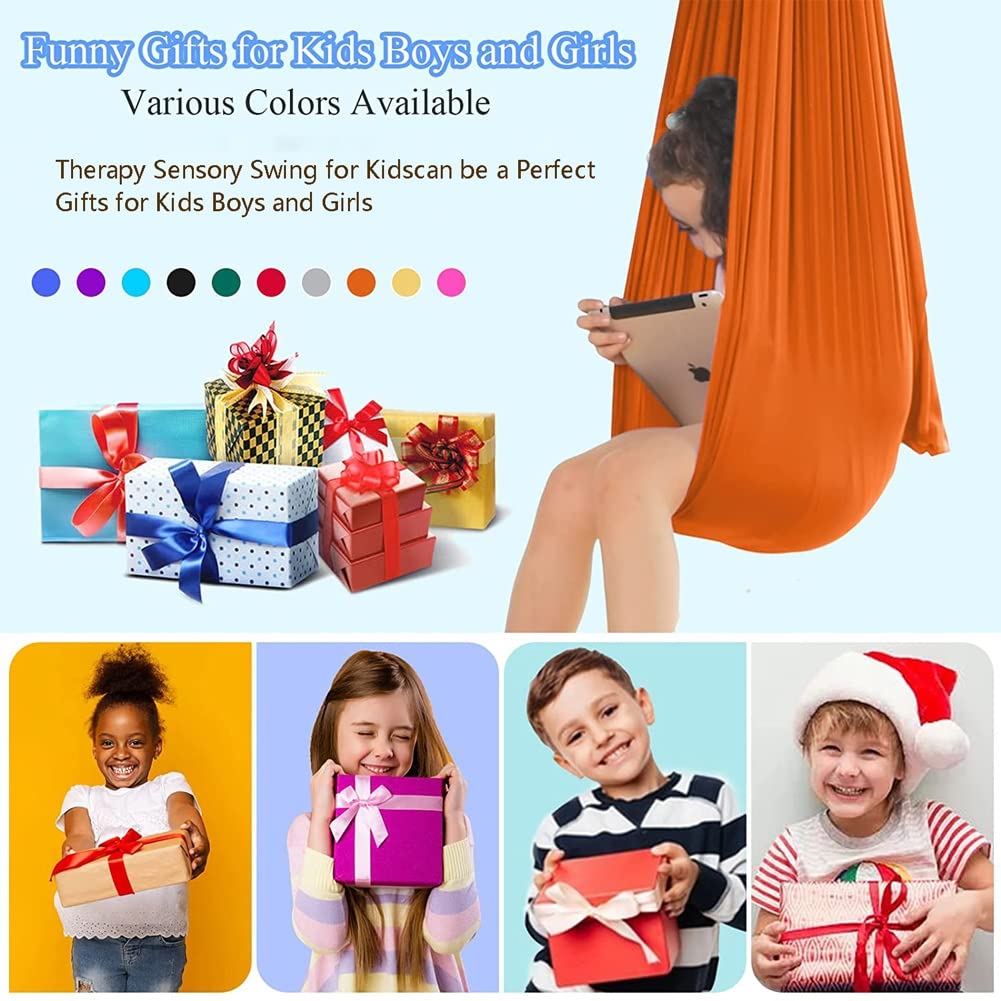 Sensory Swing for Kids & Adults - Adjustable Therapy Hammock for ADHD, Autism, Anxiety Relief - Indoor Aerial Yoga Swing for Relaxation & Sensory Integration - Perfect for Home, Classroom, and Therapy Rooms