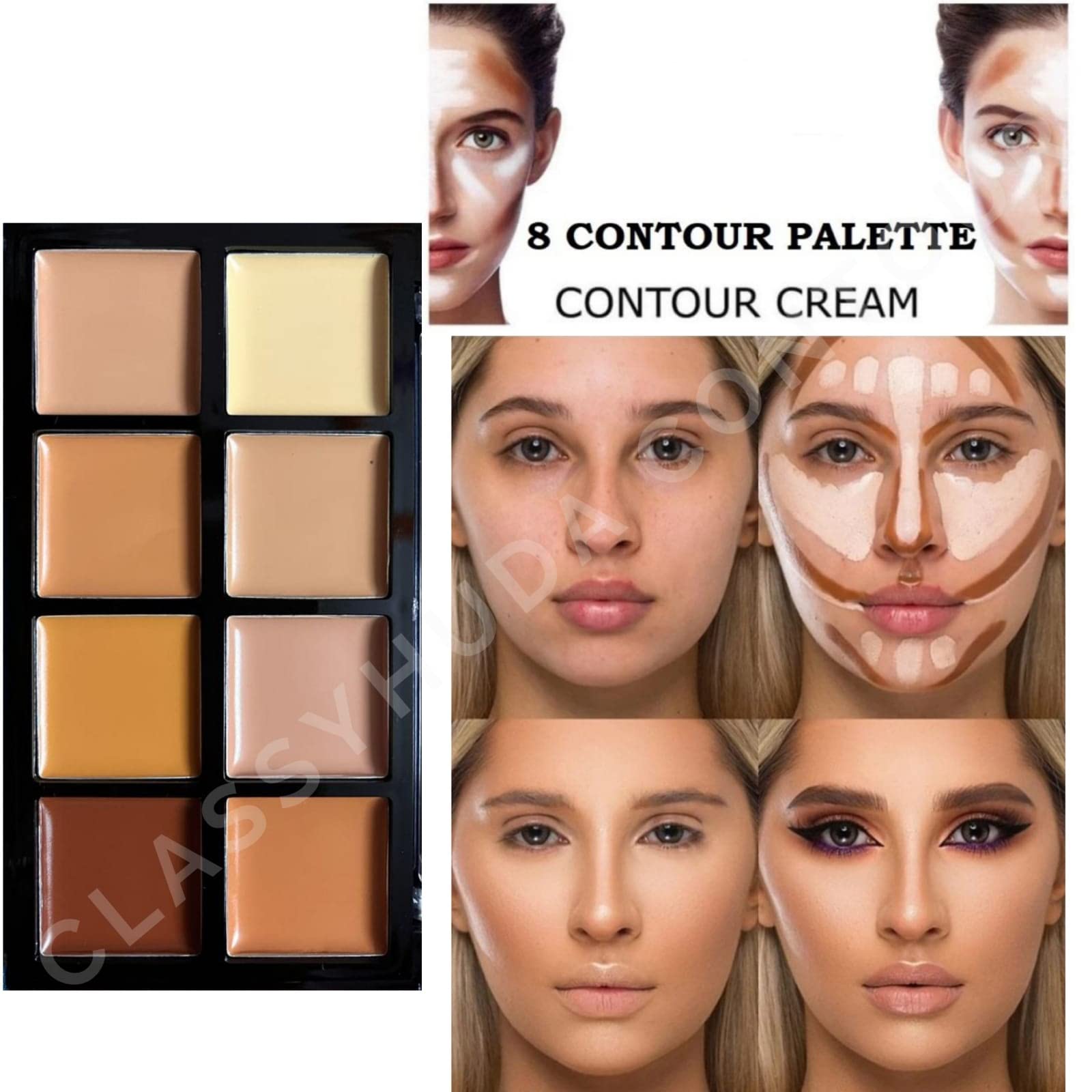 Huda Professional Foundation & Contour Palette - Mini Makeup Kit for Travel & Touch-Ups