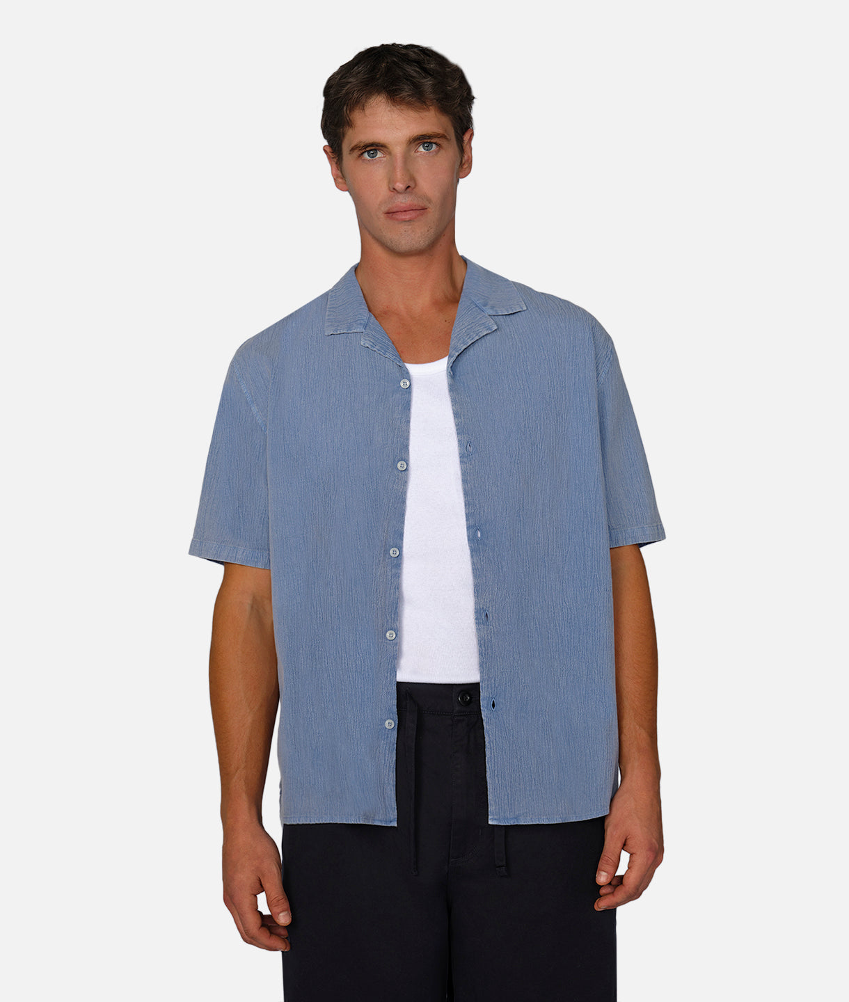 Premium Washed Magna Short Sleeve Shirt - Soft Washed Chambray Casual Button Down for Men | Perfect for Summer Outings, Office Wear & Weekend Relaxation