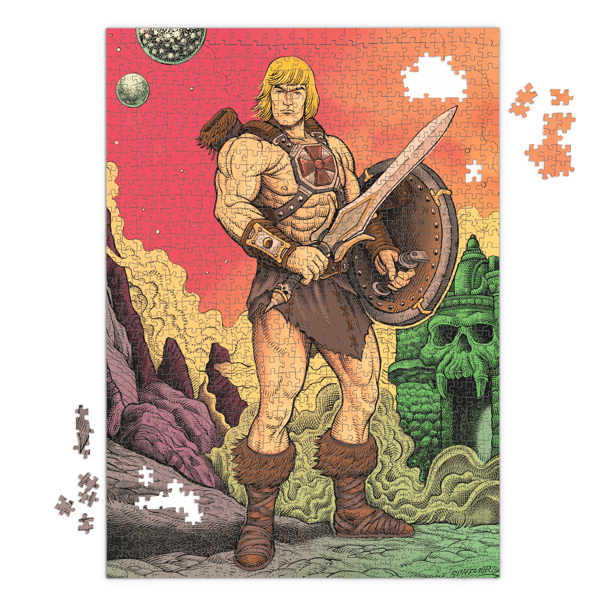 Masters of the Universe He-Man 1000 Piece Jigsaw Puzzle for Adults - Collectible Eternia Scene Puzzle for Home Decor & Family Game Night