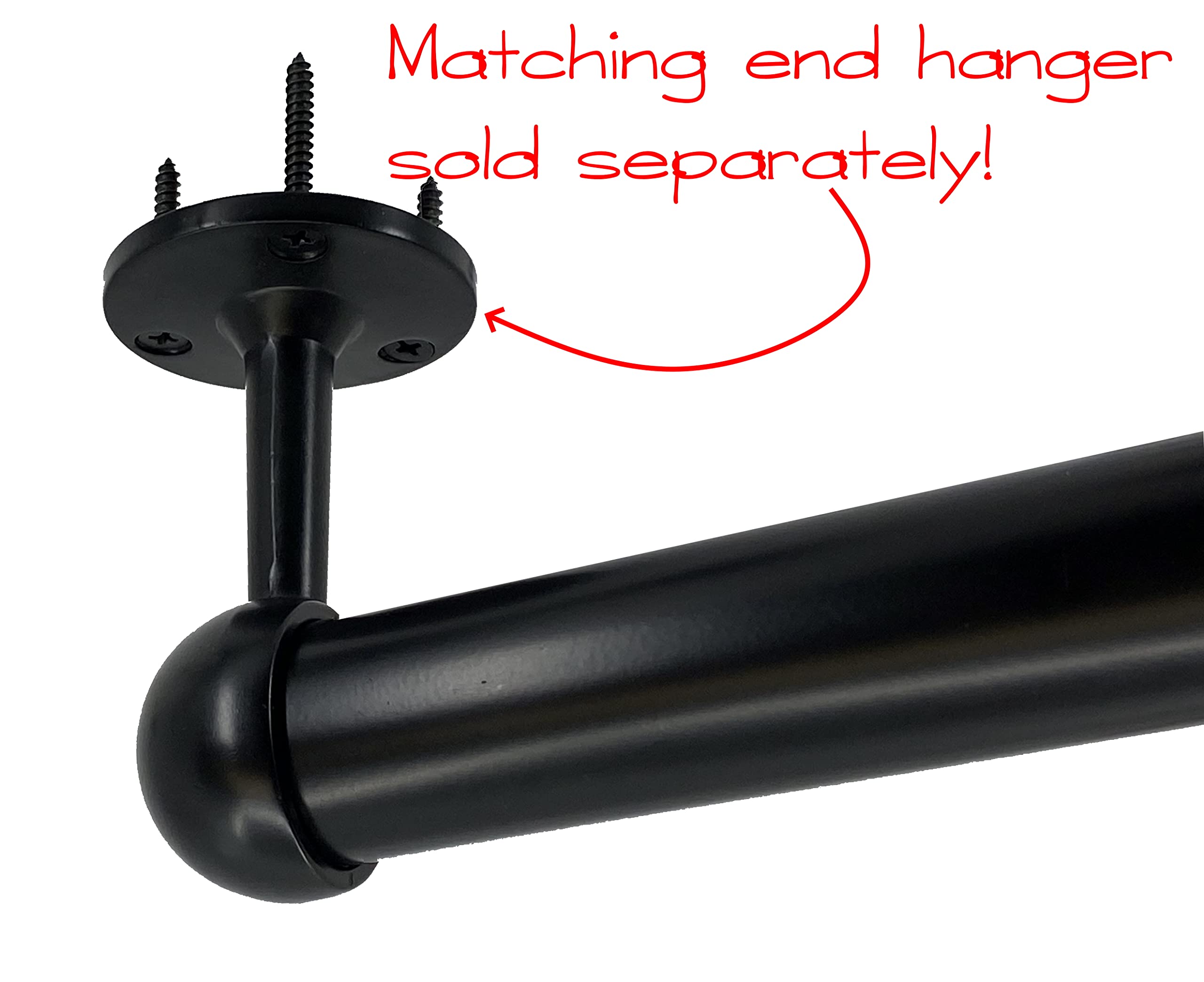 Desunia 94-Inch Heavy Duty Round Closet Rod - 32mm Diameter Black Clothes Hanging Pole (2-Pack) | Sturdy Wardrobe Organizer for Bedroom, Closet & Laundry Room Storage