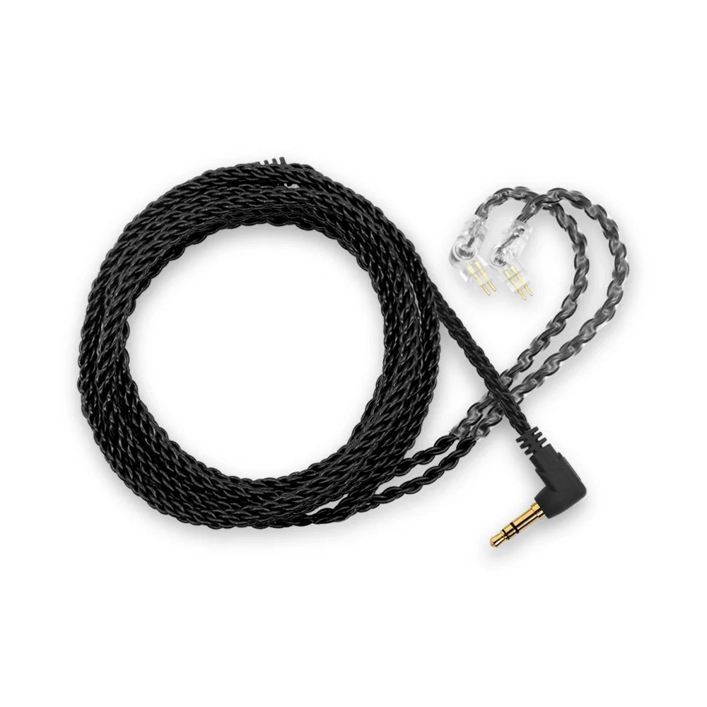 CTM 8 Wire IEM 2 Pin Standard Upgrade Cable - High-Quality 50 Core Silver Plated Audio Cable for In-Ear Monitors (Black) | Perfect for Musicians, Audiophiles & Studio Use