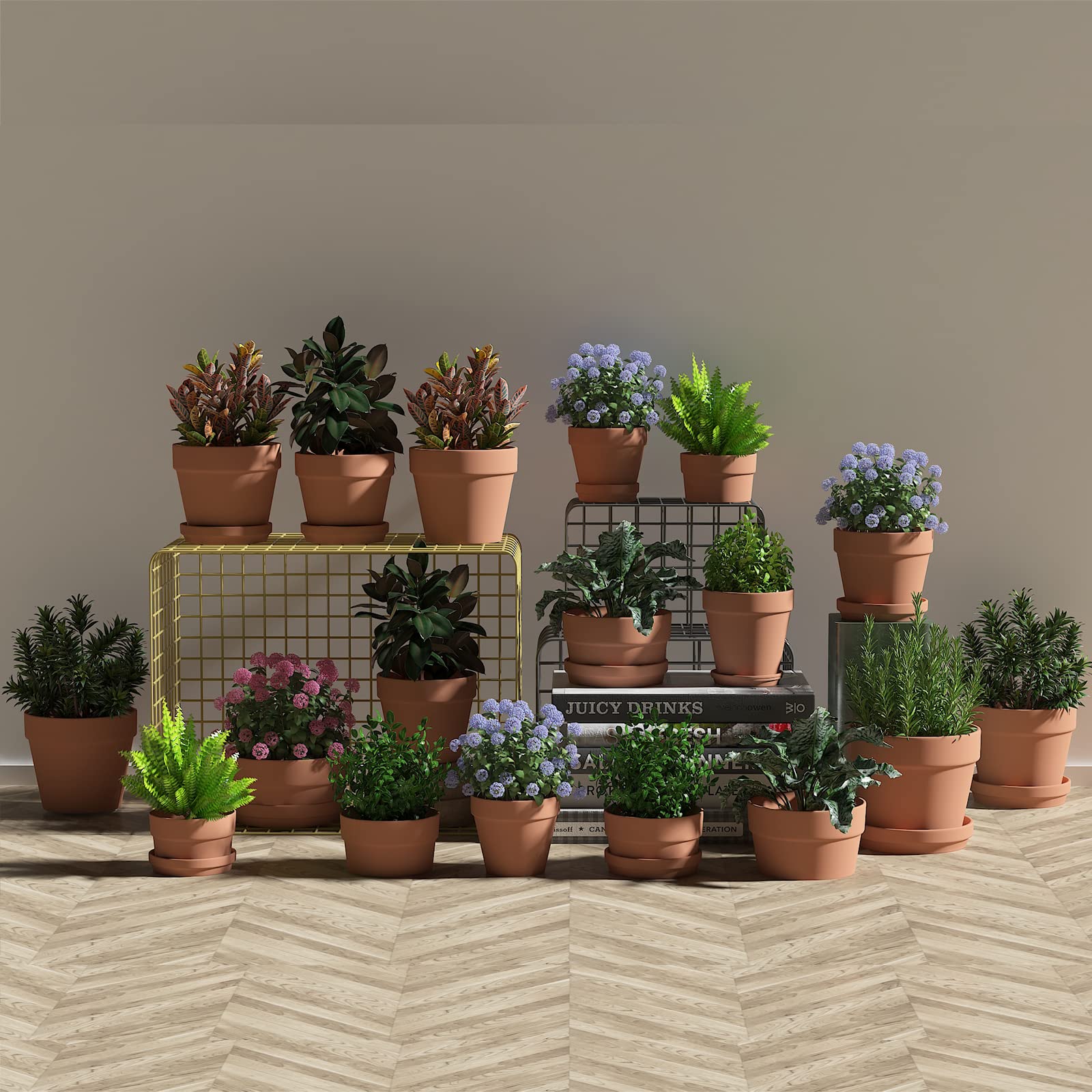 **6/7/8 Inch Terracotta Clay Pots for Succulents & Plants - Drainage Hole & Saucer Included - Indoor & Outdoor Planters for Home, Garden, Office Decor**