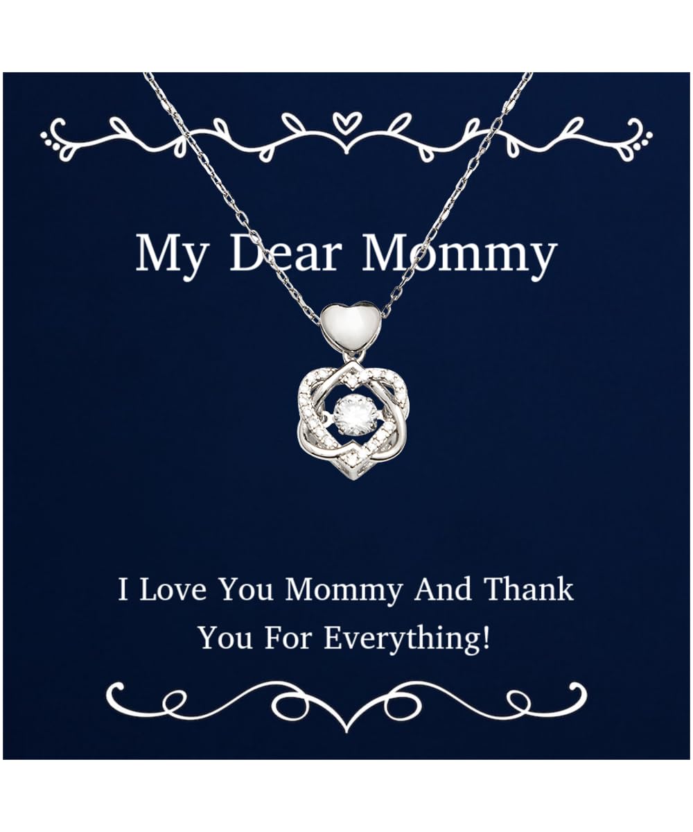 Amangny Sterling Silver Cubic Zirconia Heart Knot Necklace - Thoughtful Mother's Day Gift from Son, Elegant Jewelry for Mom with 'I Love You' Message - Perfect for Birthdays, Anniversaries & Special Occasions