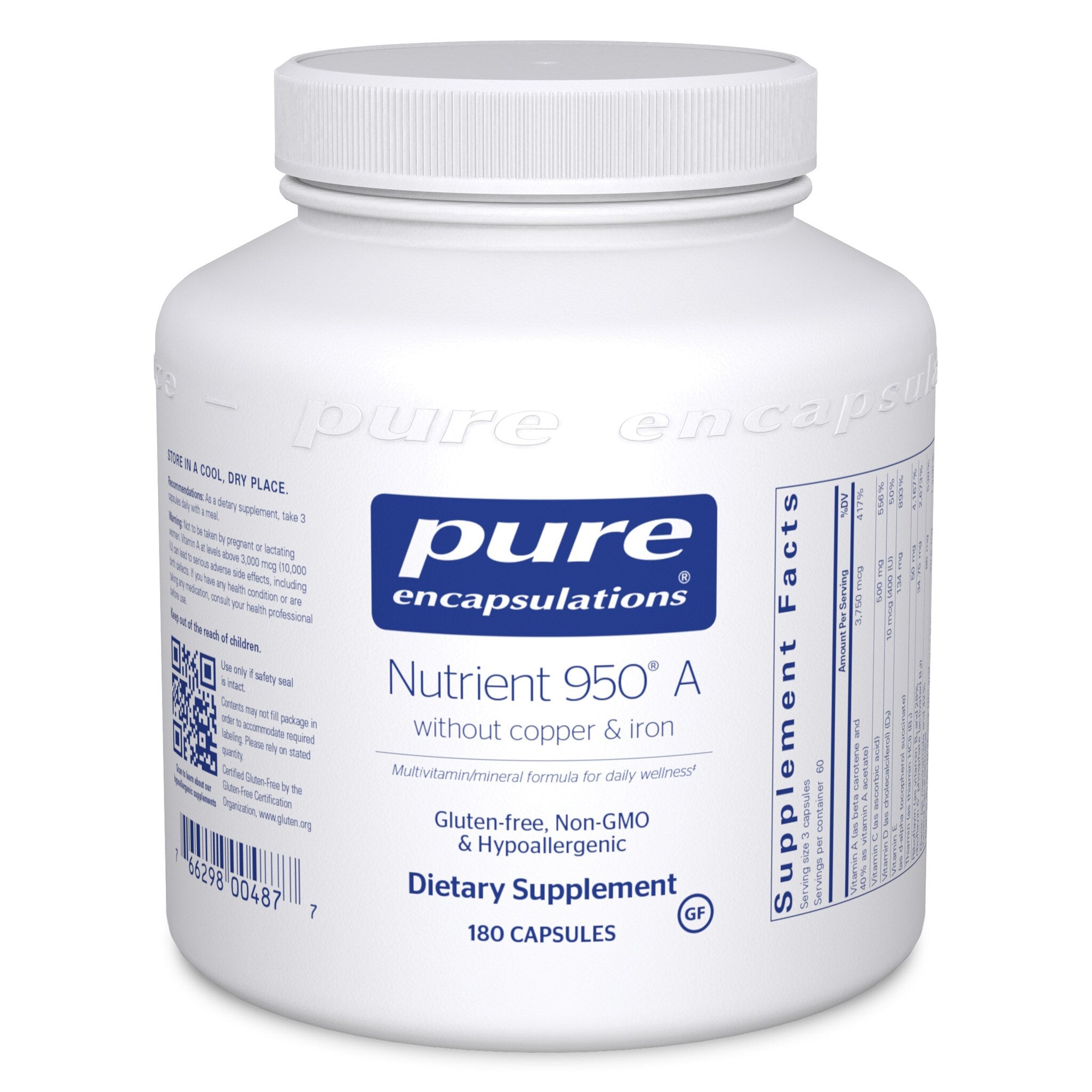 Pure Encapsulations Nutrient 950 A Multivitamin - Iron & Copper Free Formula - Supports Daily Nutrition & Overall Wellness - Ideal for Sensitive Stomachs & Vegan Lifestyles